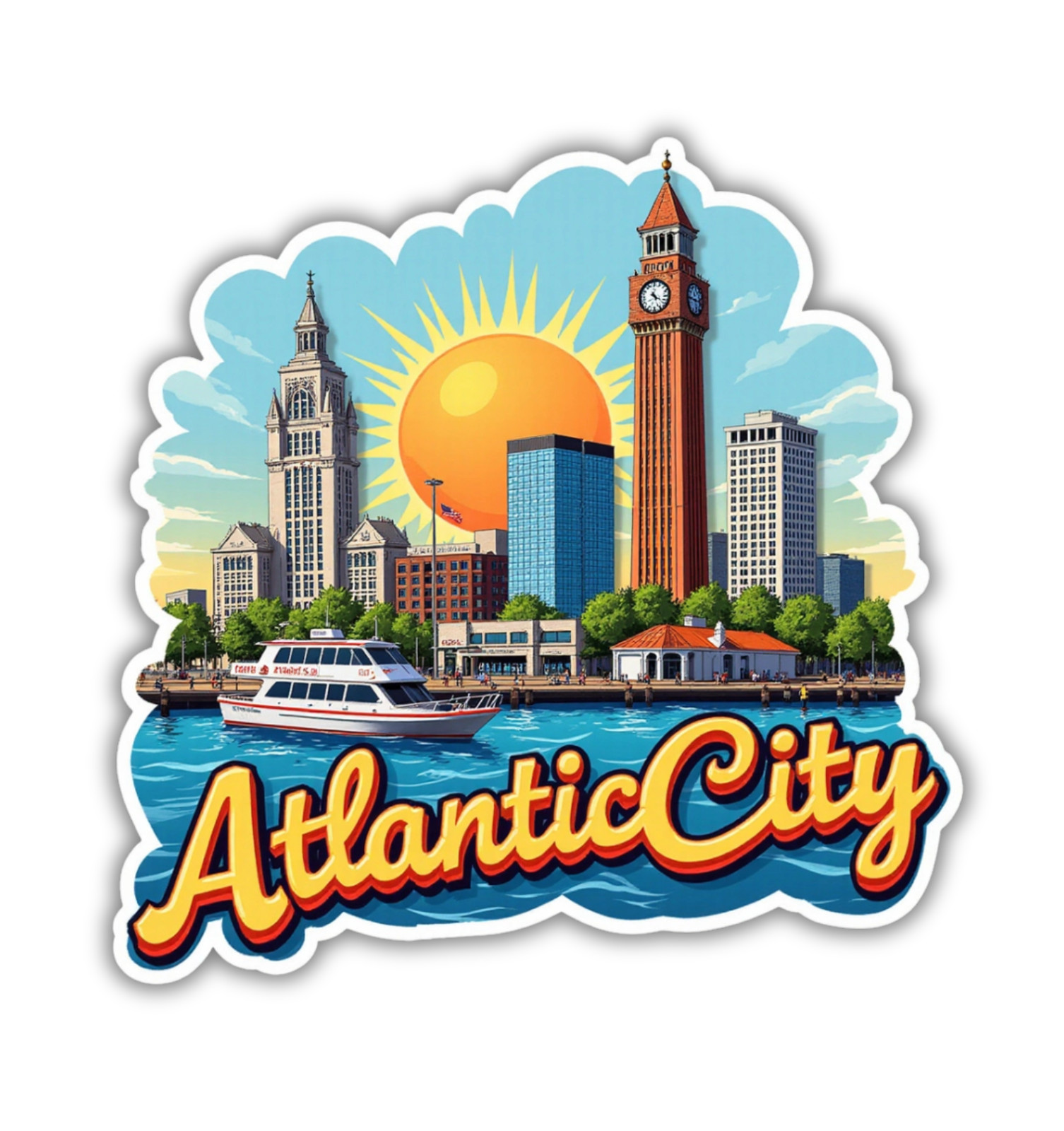 Atlantic City New Jersey Fridge Magnet or Laptop Sticker