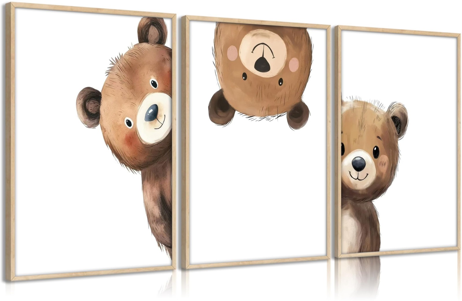 3Pcs Baby Teddy Bear Nursery Wall Art Peeking Bear Pictures Wall Decor Peekab…