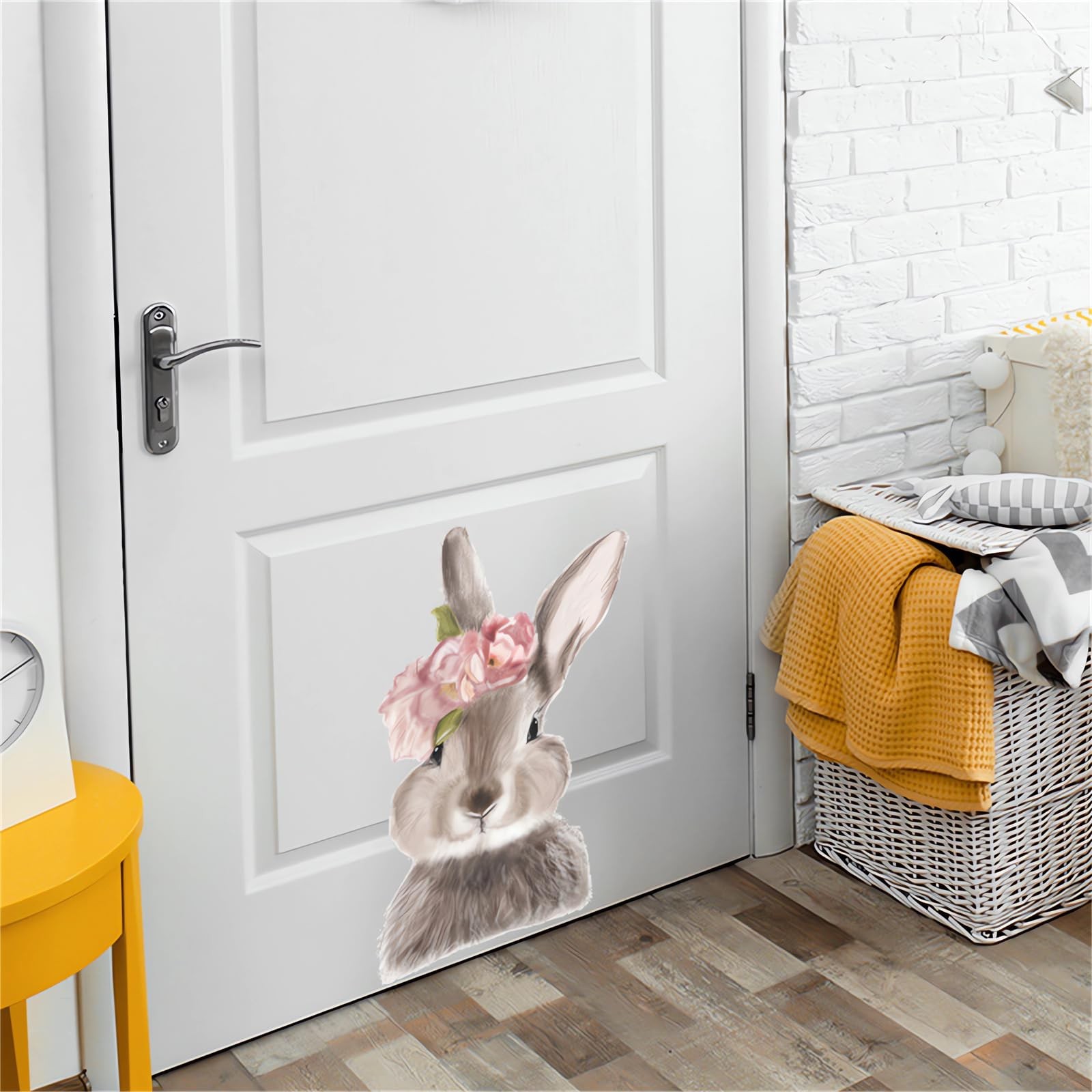 Cute Bunny Flower Wall Stickers, Cartoon Rabbit Animal Wall Decals Removable …