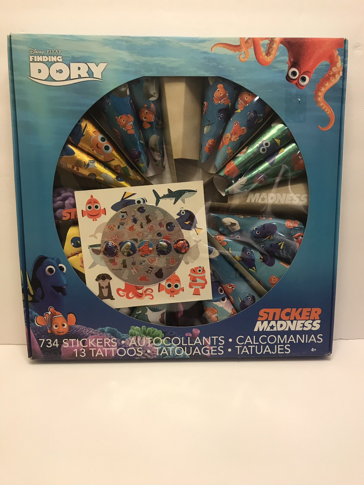 Disney – Finding Dory – Sticker Madness734 Stickers 13 Tattoos In 15X15 Box- New