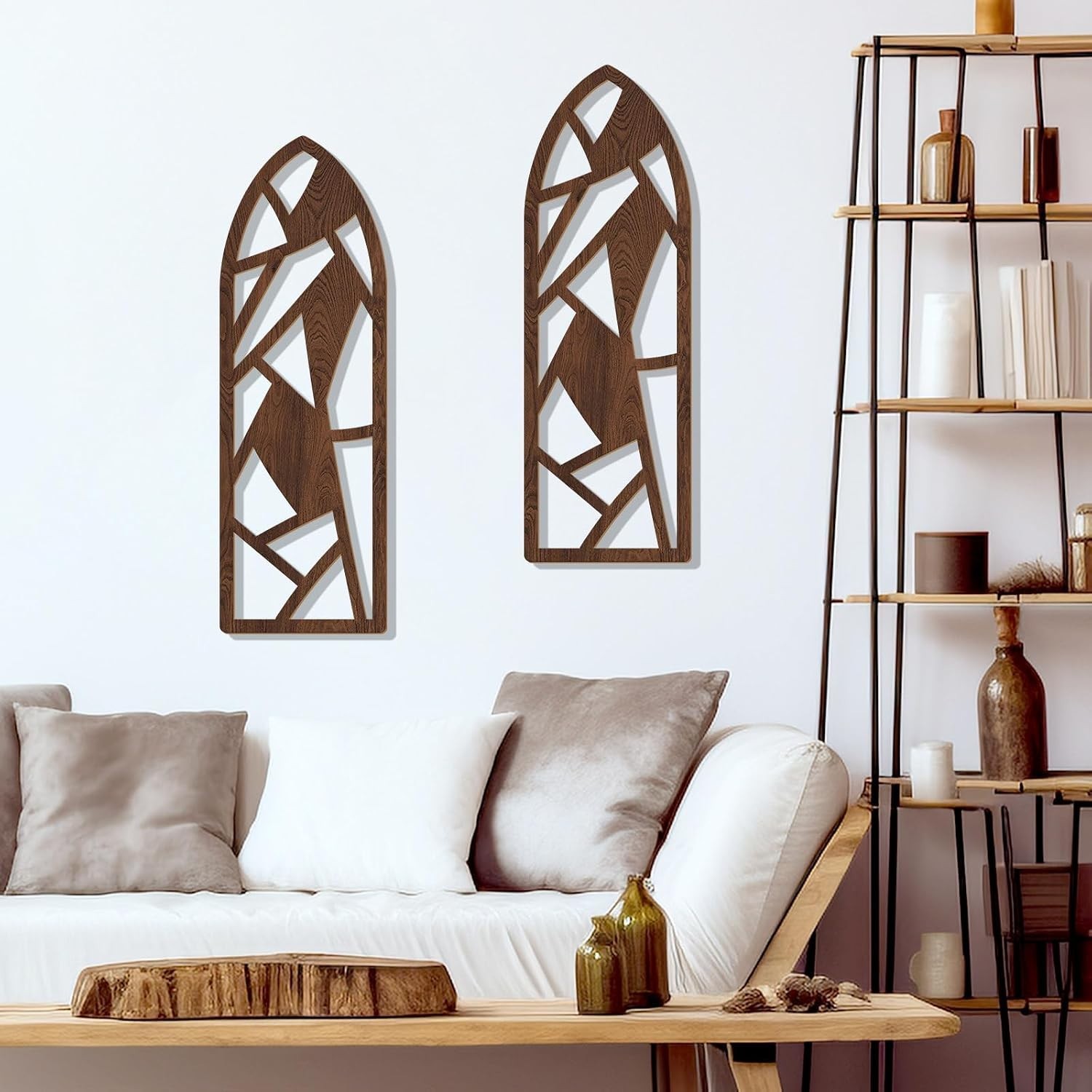 Chic 2-Piece Geometric Wall Decor Set – Modern Wooden Art for Living Spaces
