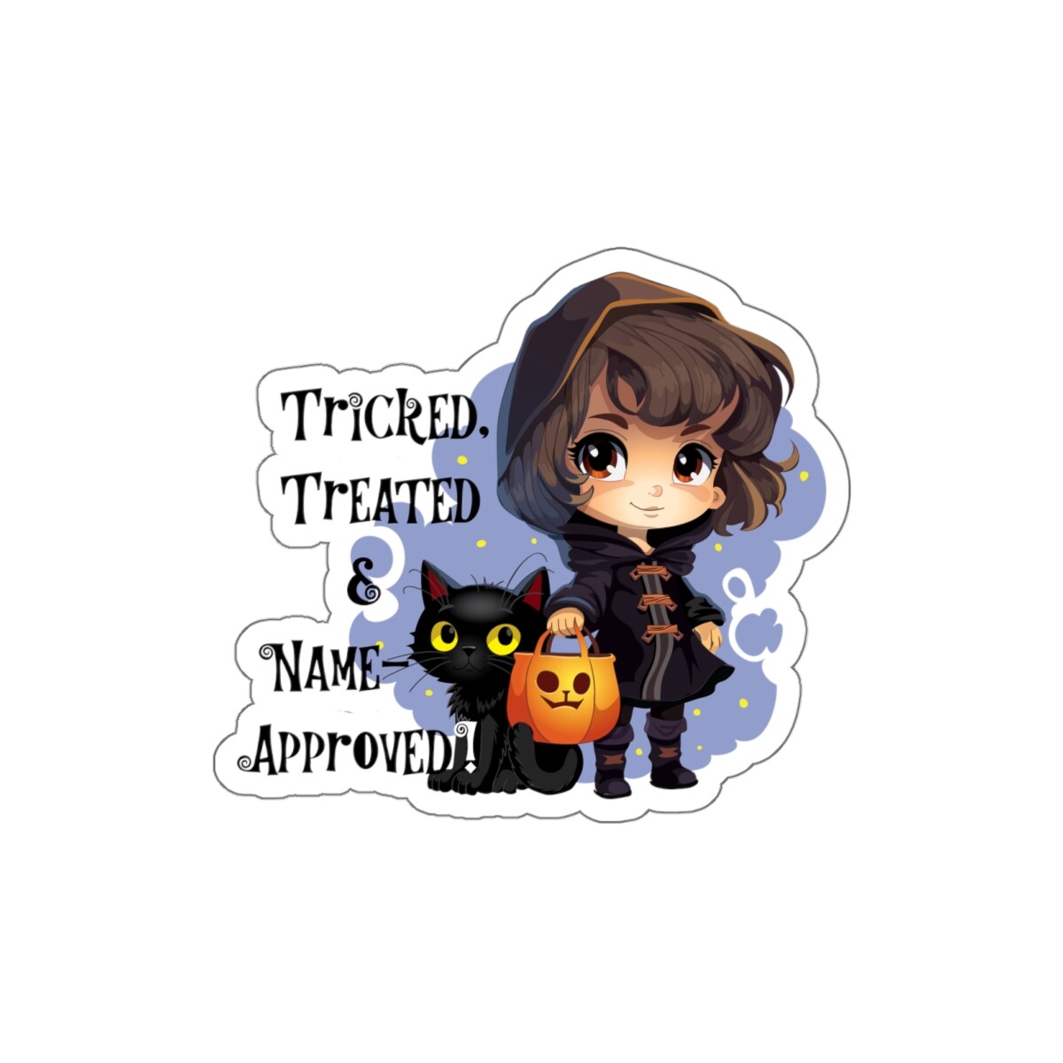 Tricked Treated Custom-Printed Die-Cut Stickers | Vintage Halloween Decorations