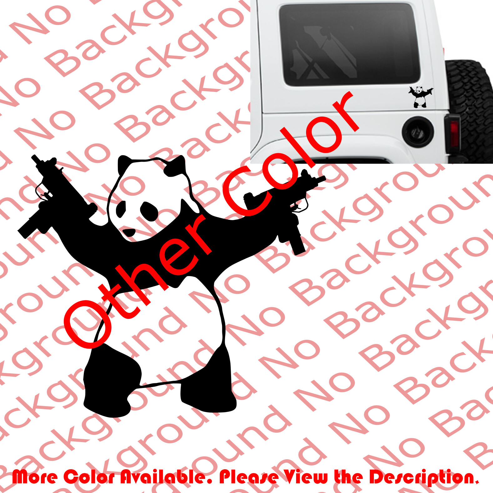 PANDA with UZI Vinyl Decal DIE CUT/Phone/Bumper Car Window FY008