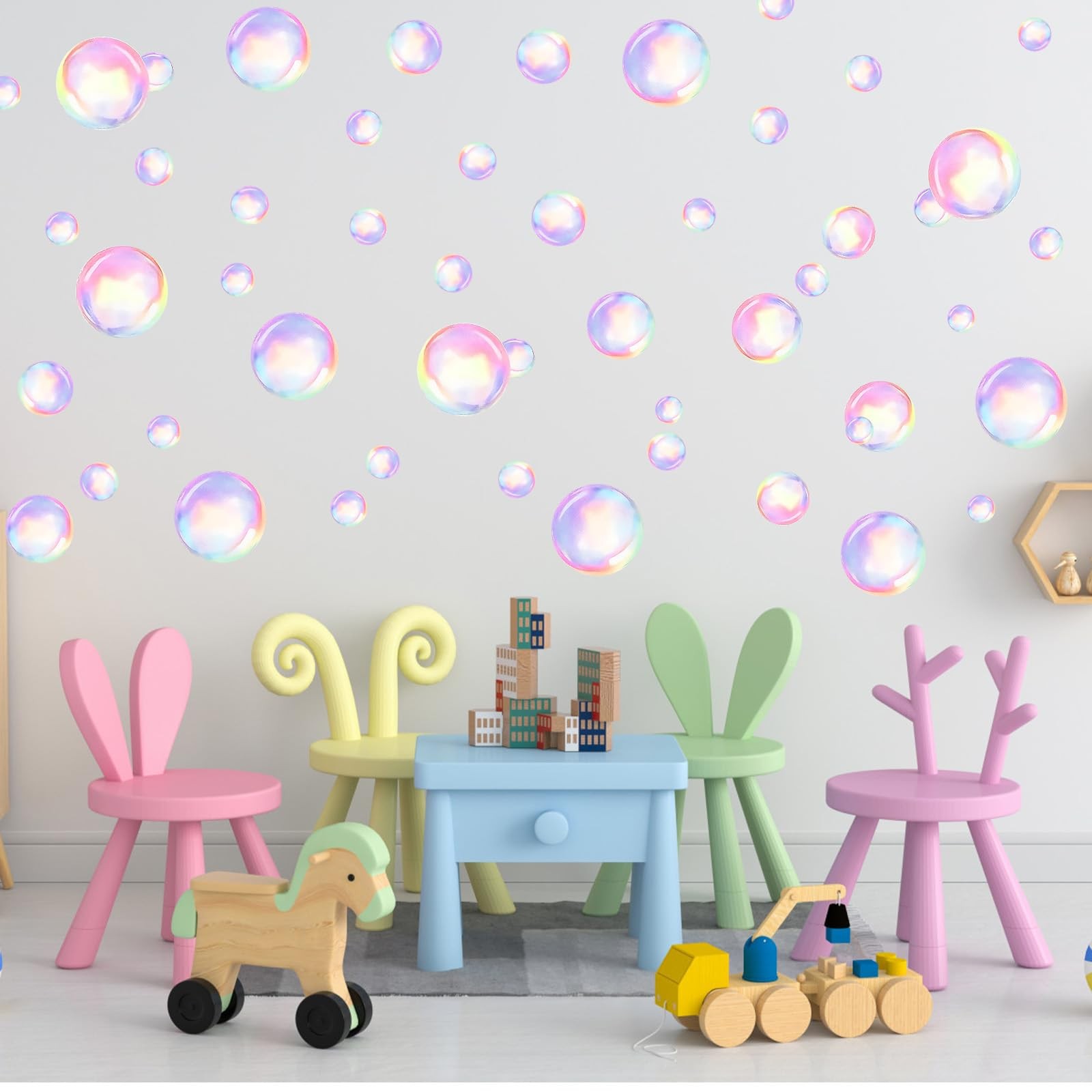 Bubble Window Clings 104 Pcs Colorful Bubbles Wall Decal 4 Sheets Under The S…