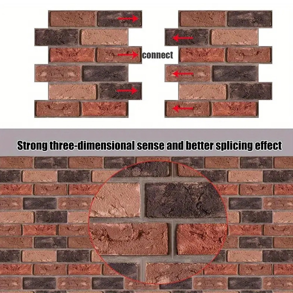 10-100Pcs 3D Tile Red Brick Wall Sticker Self-adhesive Foam Panel Wallpaper