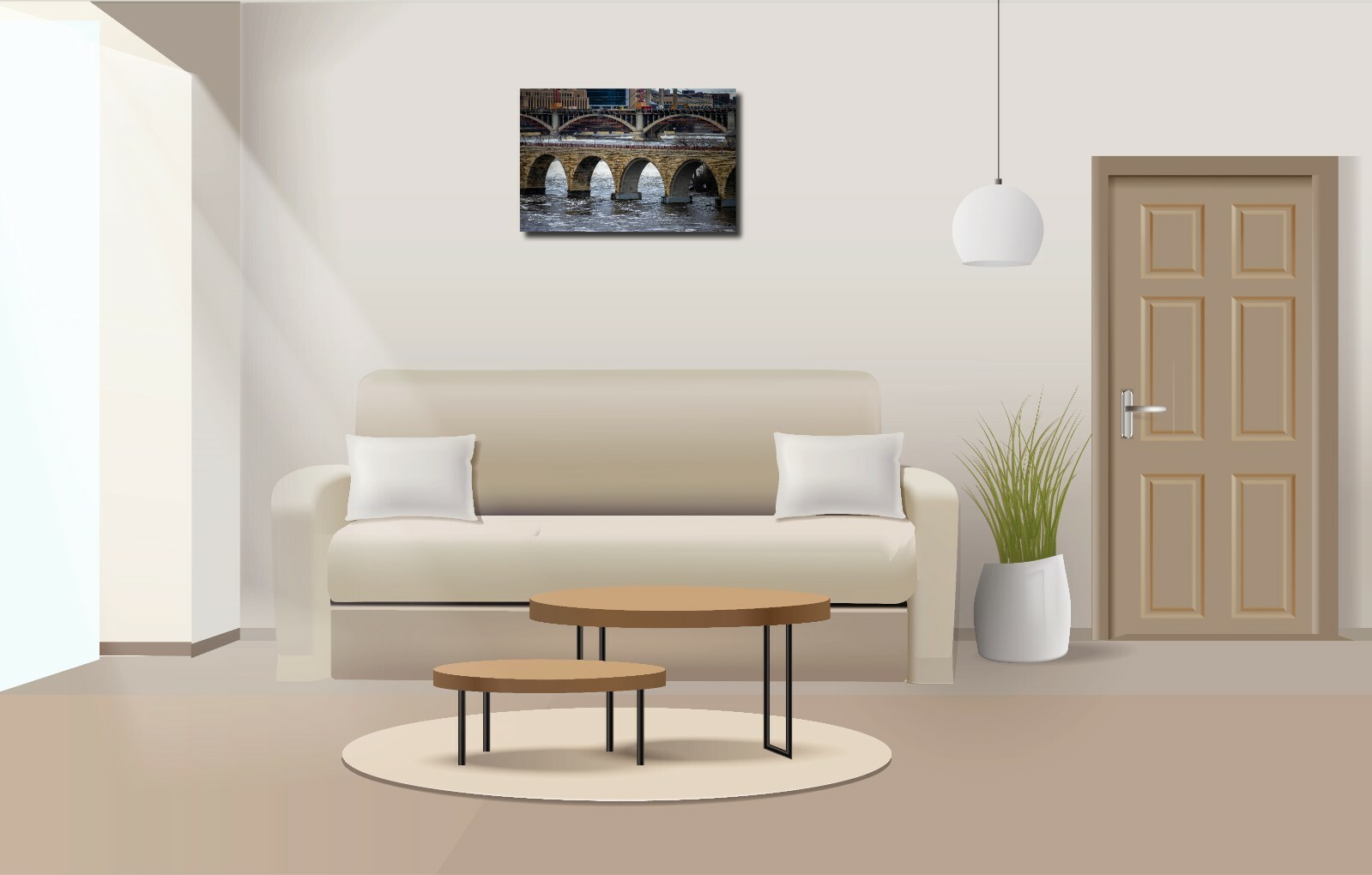 Stone Arches, River,  Cloudy, Architecture Print-16×20