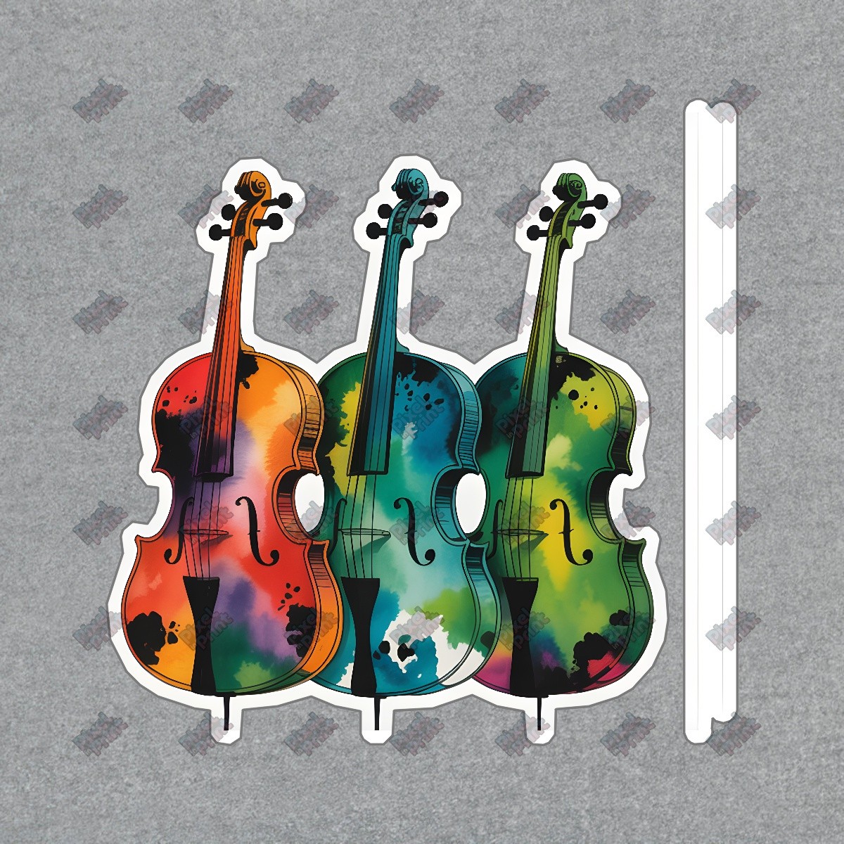 Vibrant Abstract Violin Art Print Colorful Musical Instrument Decor #8295