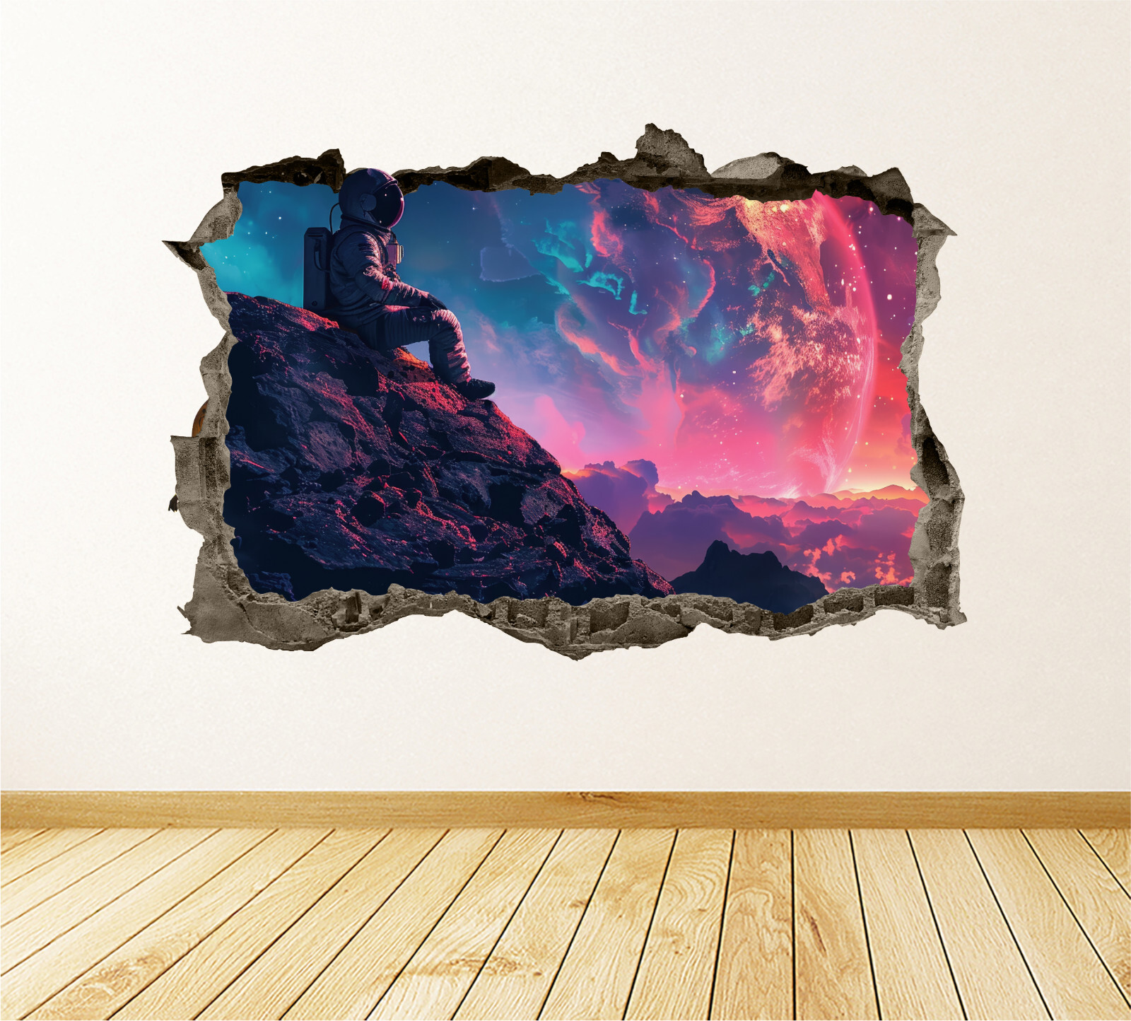 Astronaut Wall Decal 3D AI Graphic Mural Poster Sticker Space Decor Vinyl KW213