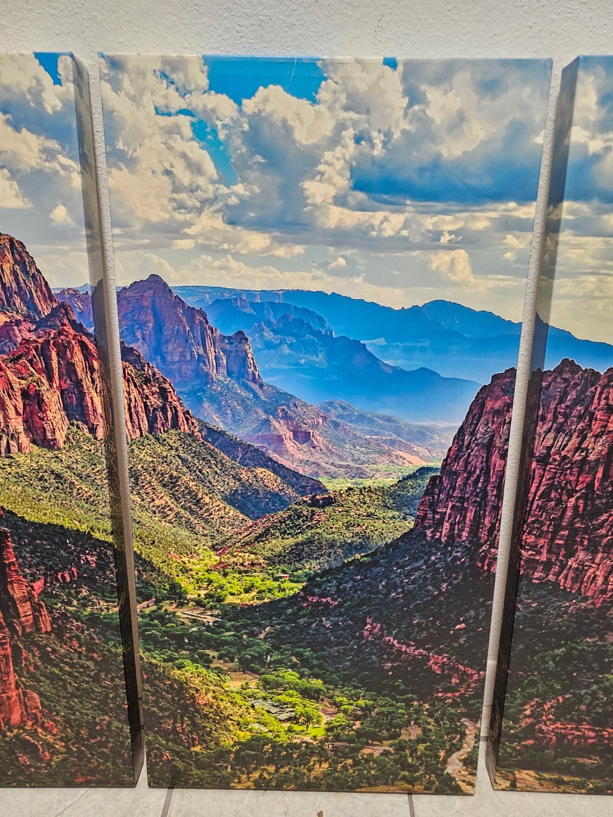 ZION National Park Angels Landing 3 pcs. Canvas Art w/mirrored edges Made in USA