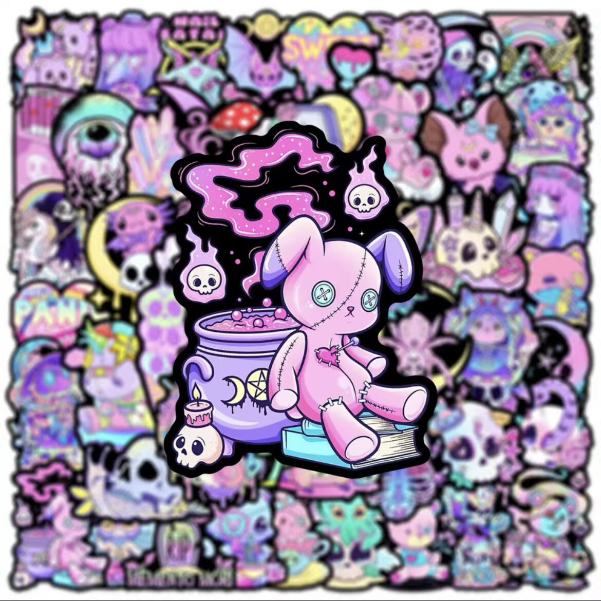 Cute Gothic Stickers 50pk Mixed Pastel Cute Goth Pink Fun Stickers