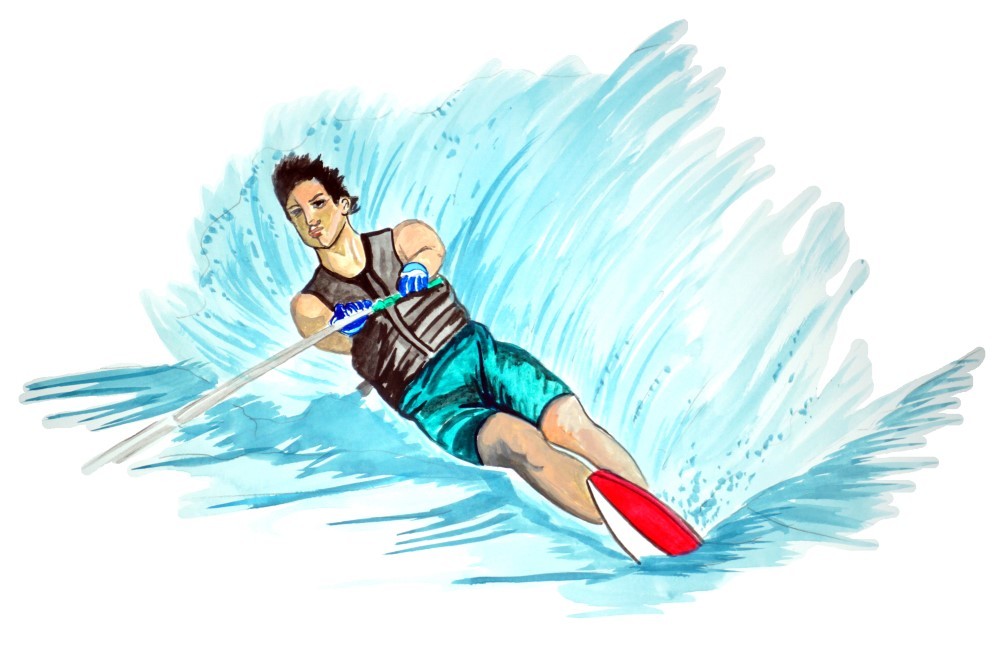 Decal Vinyl Sticker Water Skier Made in USA