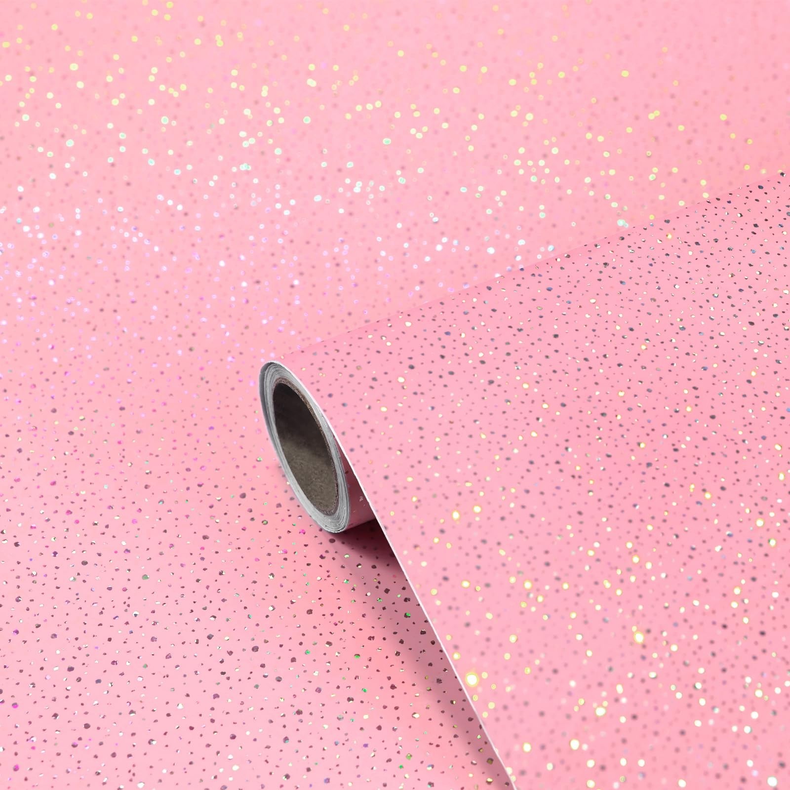 Pink Contact Paper with Holographic Glitter – 15.7”x78” Peel and Sti