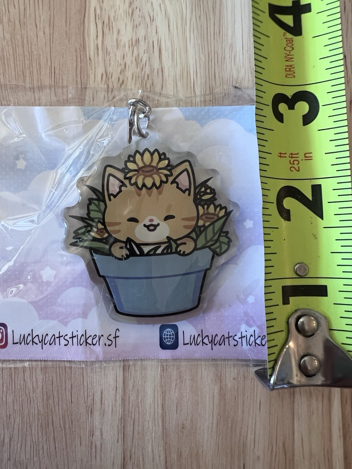 Luckycatsticker Cat in Flower Pot Keychain Charm