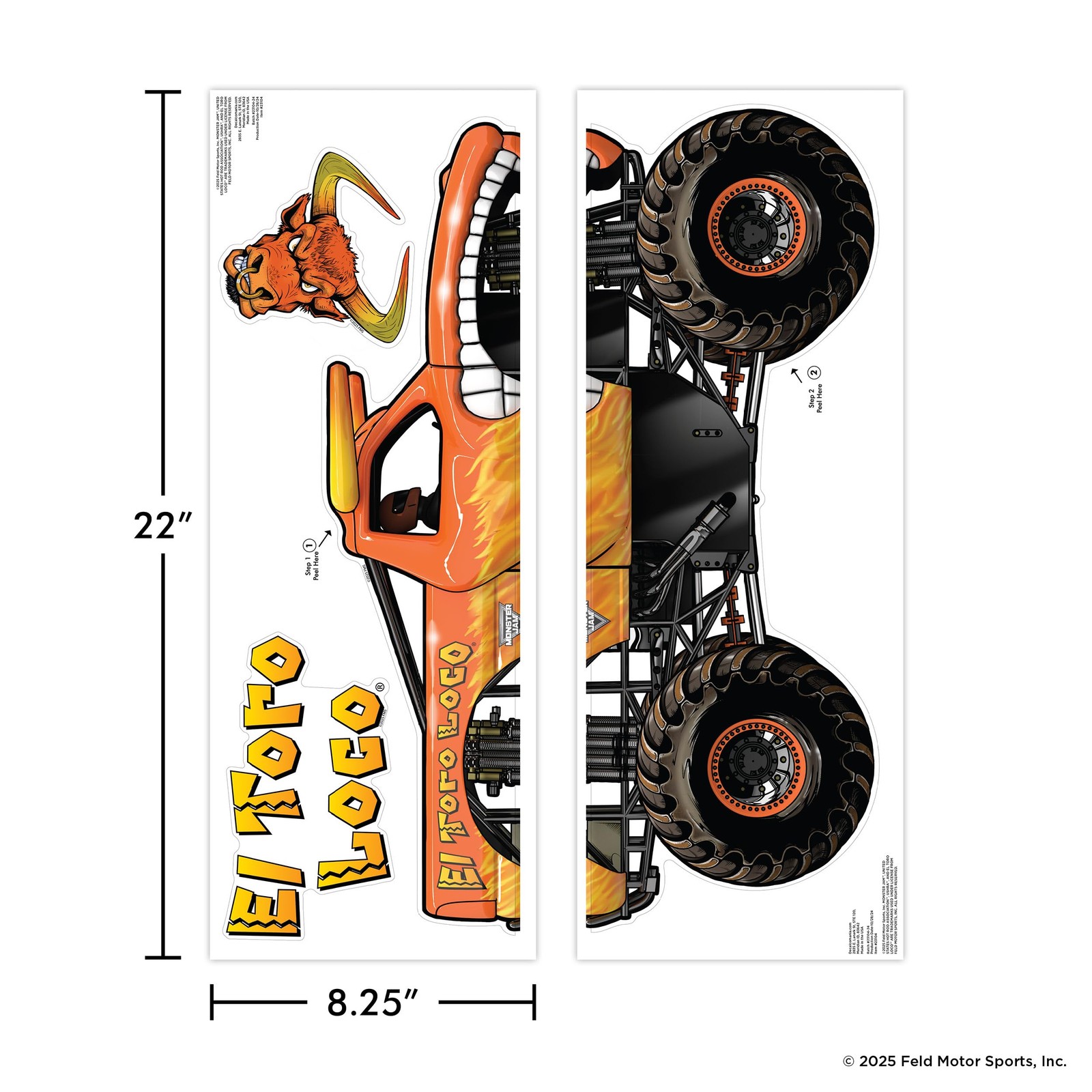 Monster Jam El Toro Loco Truck Wall Decal Large 21" Wide Monster Truck Wall …