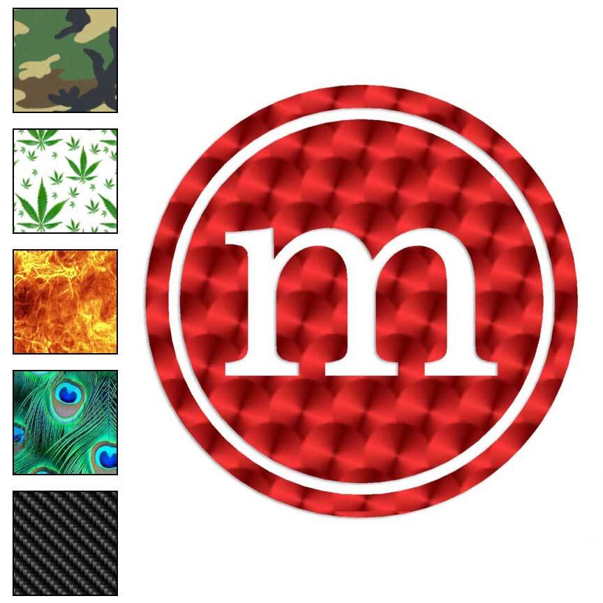Typewriter Font M Initial, Vinyl Decal Sticker, 40 Patterns & 3 Sizes, #3275