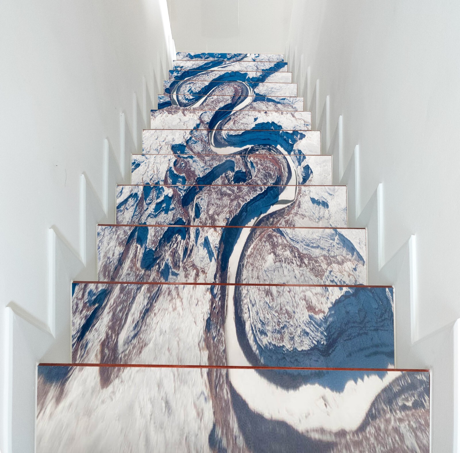 3D Meandering River W6 Stairs Risers Decoration Photo Mural Vinyl Wallpaper Vera