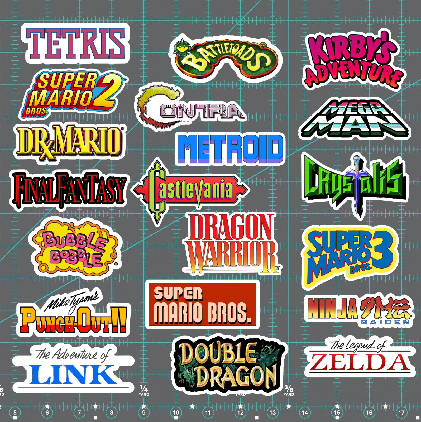 20 Nintendo NES Logo Stickers – White, Clear or Holographic – Waterproof Vinyl