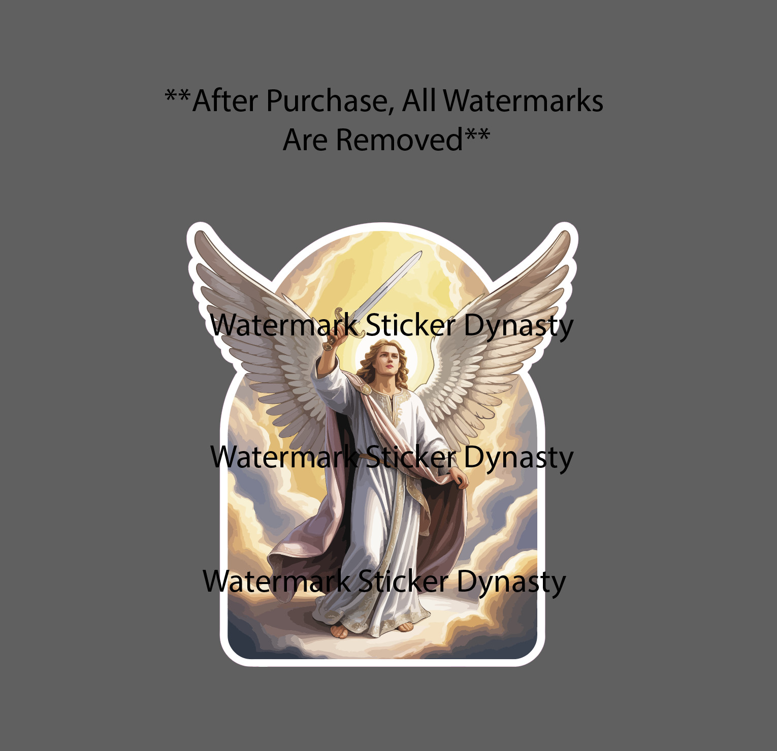Archangel Gabriel Sticker Waterproof Decal Angel Heaven Sword Faith Gift NEW