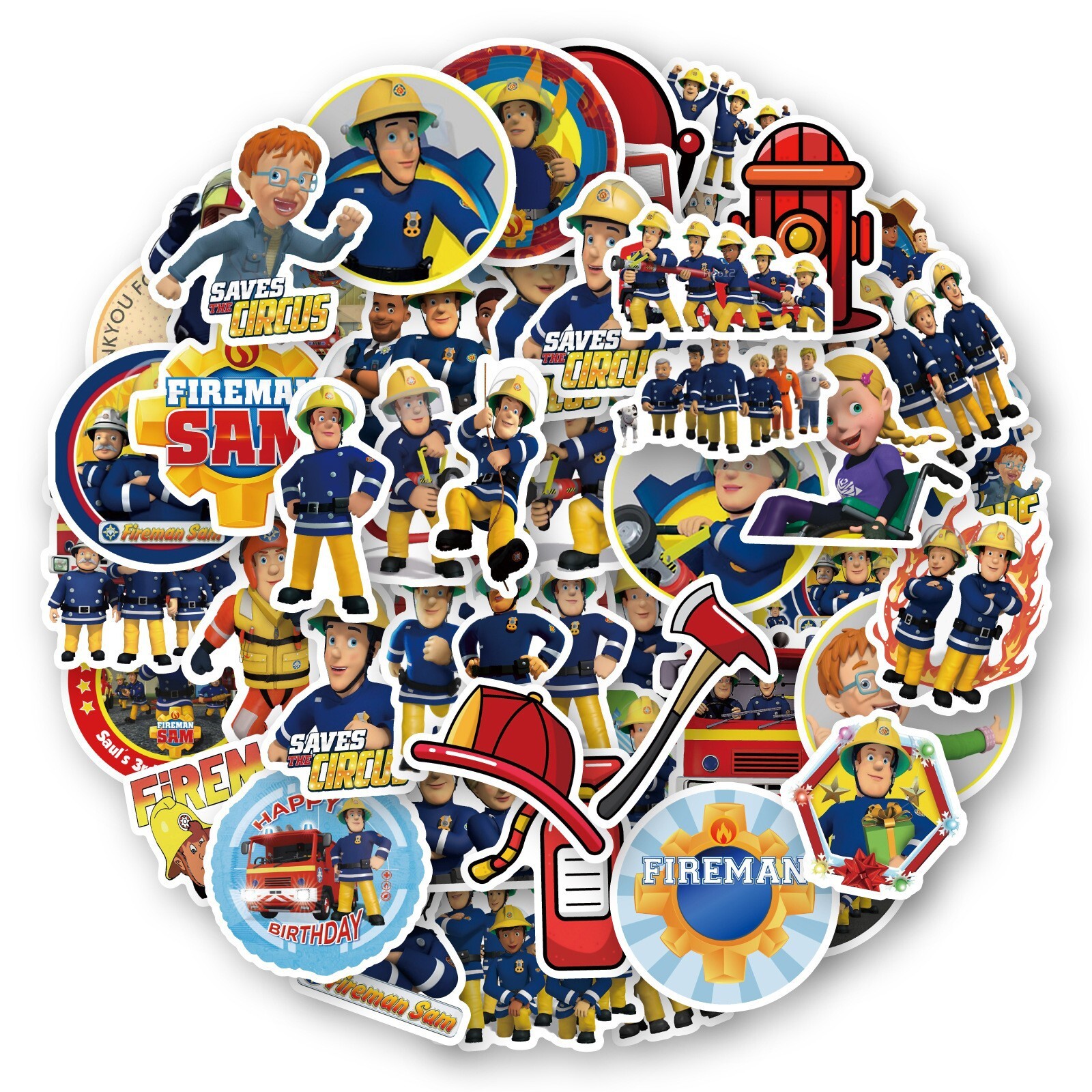 100Pcs Fireman Sam Sticker for Adults Teens Girls Scrapbooking Water Bottles