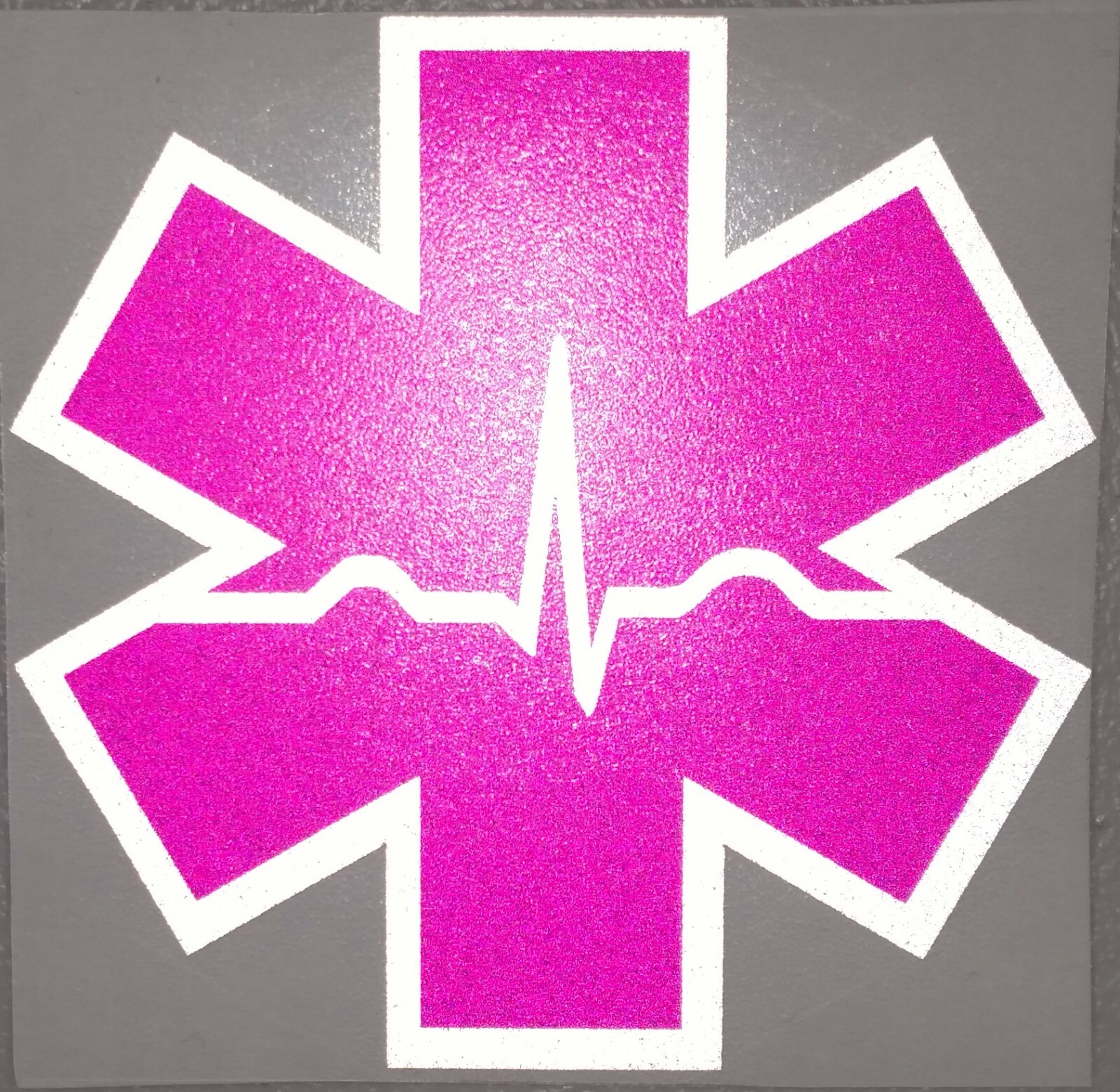 Hot Pink Reflective Cardiac Star Of Life Car Fire Helmet Decal EMT multiple size