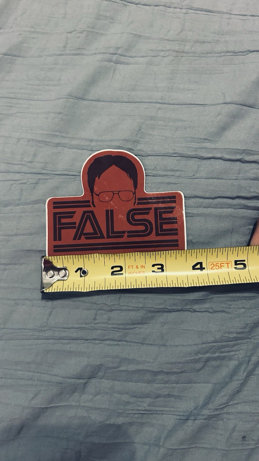 FALSE Text Dwight Schrute The Office sticker 3.5” x 3” classic
