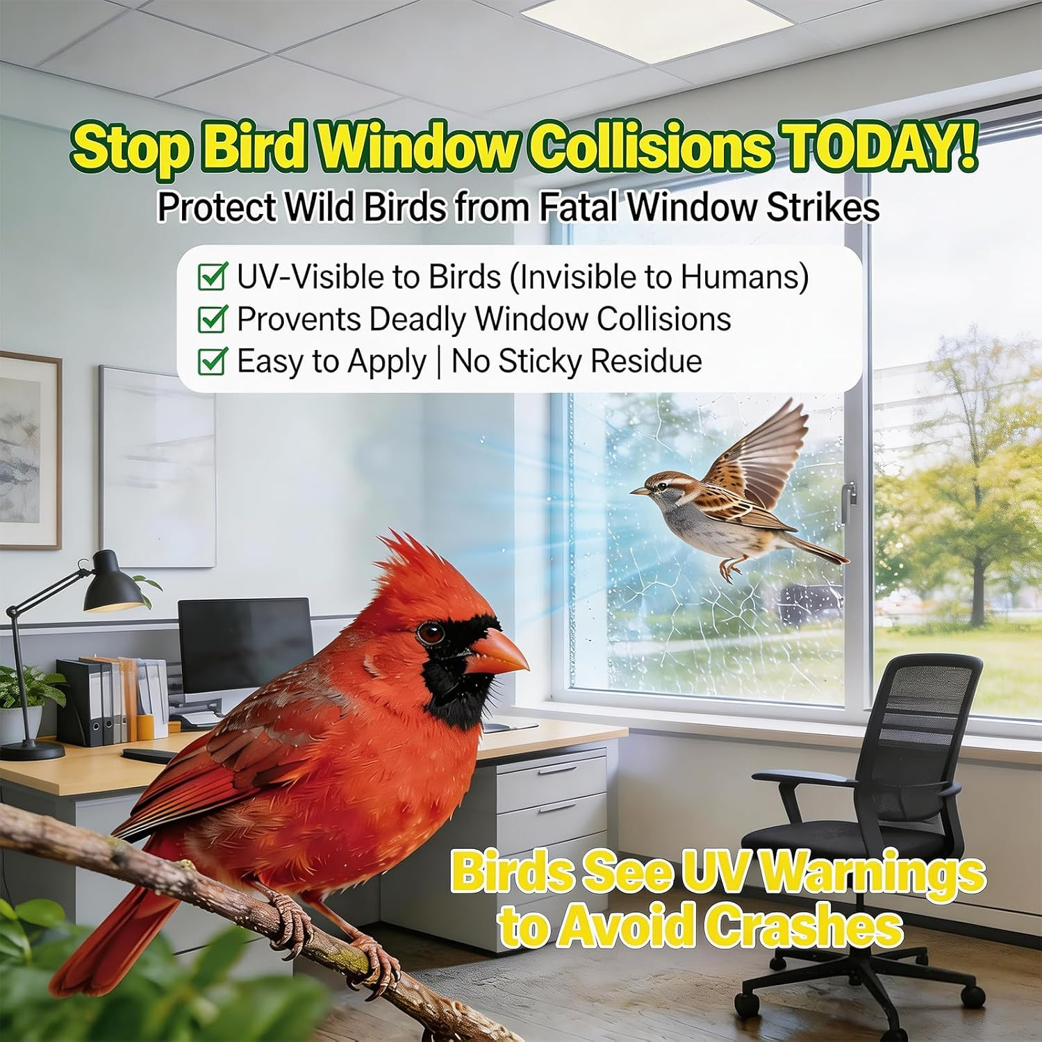Anti-Collision Window Decals – 6 Sheets of Bird & Leaf Patterns for Home Decor