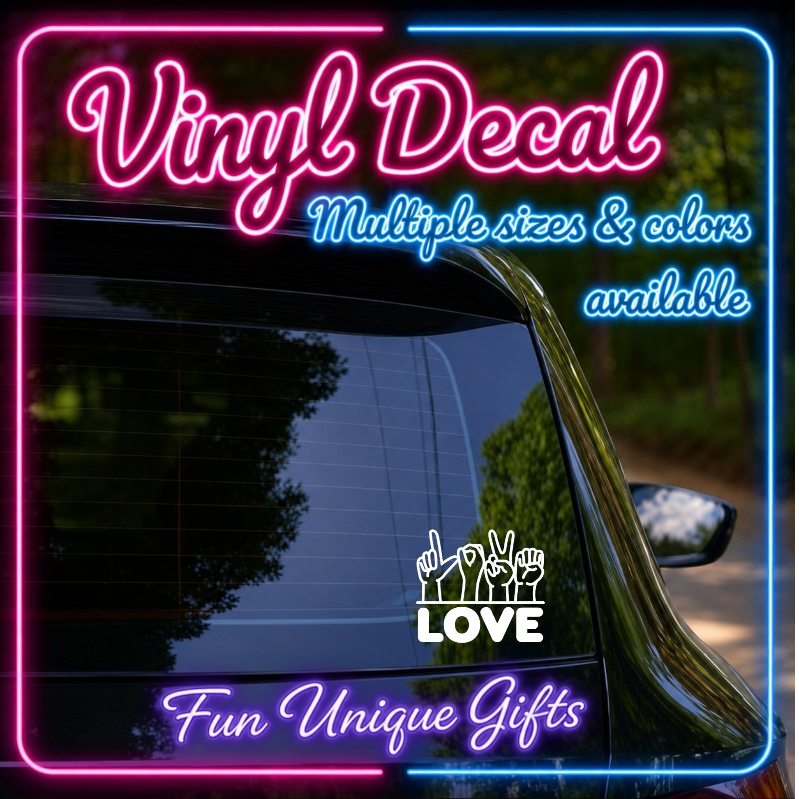 Love Sign Language Vinyl Decal Sticker -Multiple Colors & Sizes- FREE SHIPPING!