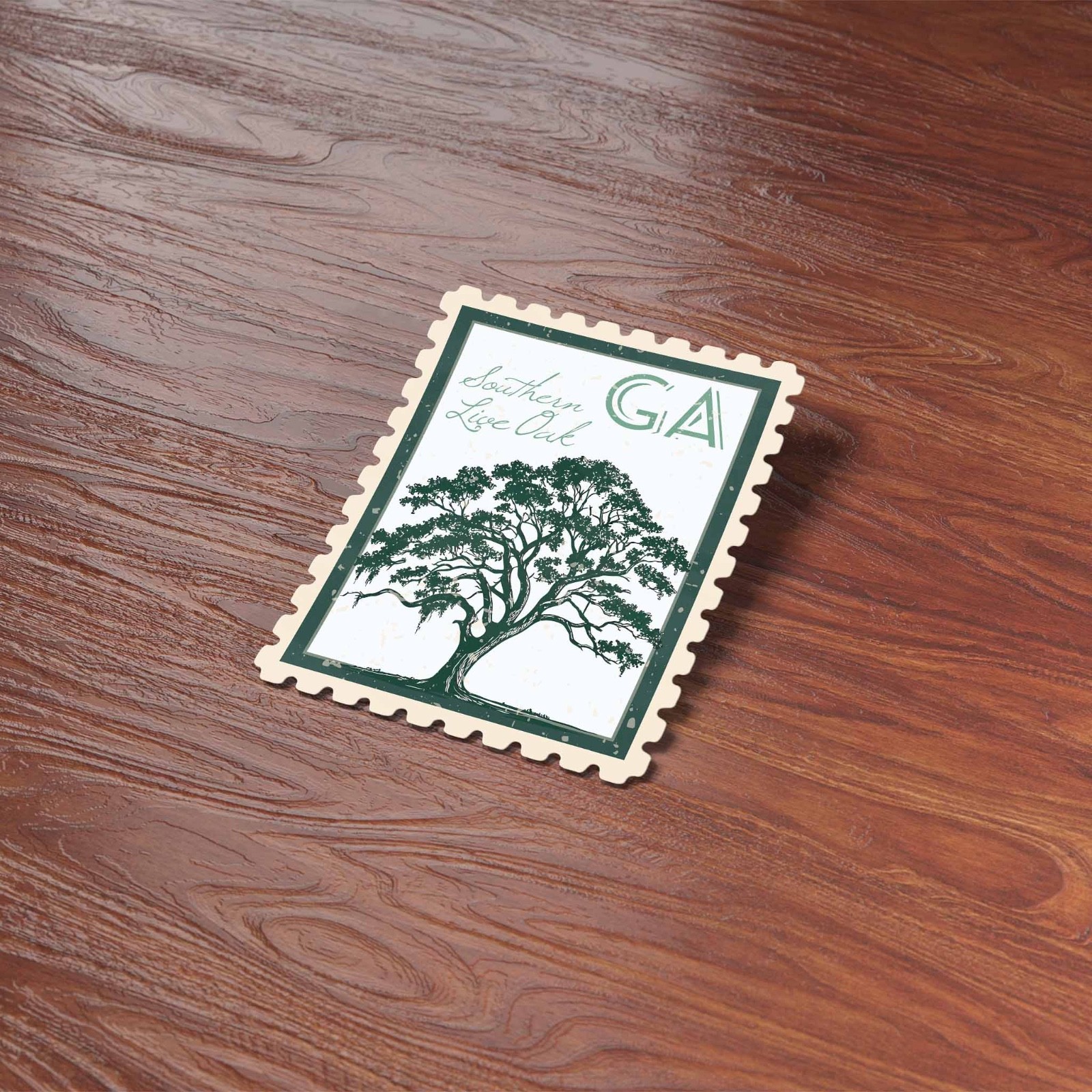 Georgia State Tree Southern Live Oak Sticker- GA Vintage Stamp Decal