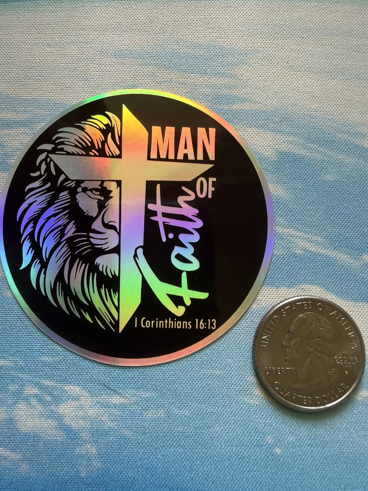 Christian Jesus Cross Holographic Sticker Religious Faith BibleVerse Vinyl Decal