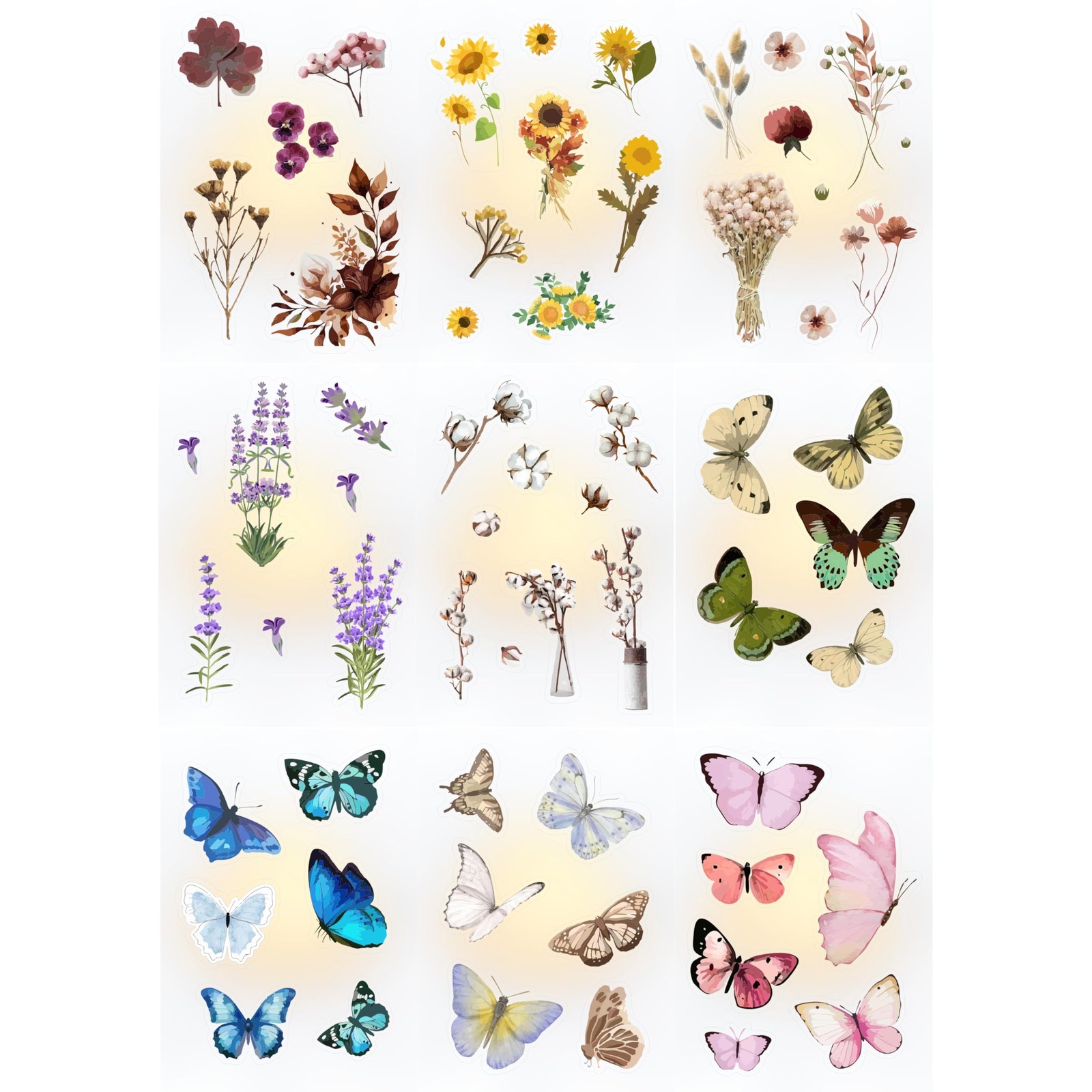 BulbaCraft Transparent Flower and Butterfly Stickers for