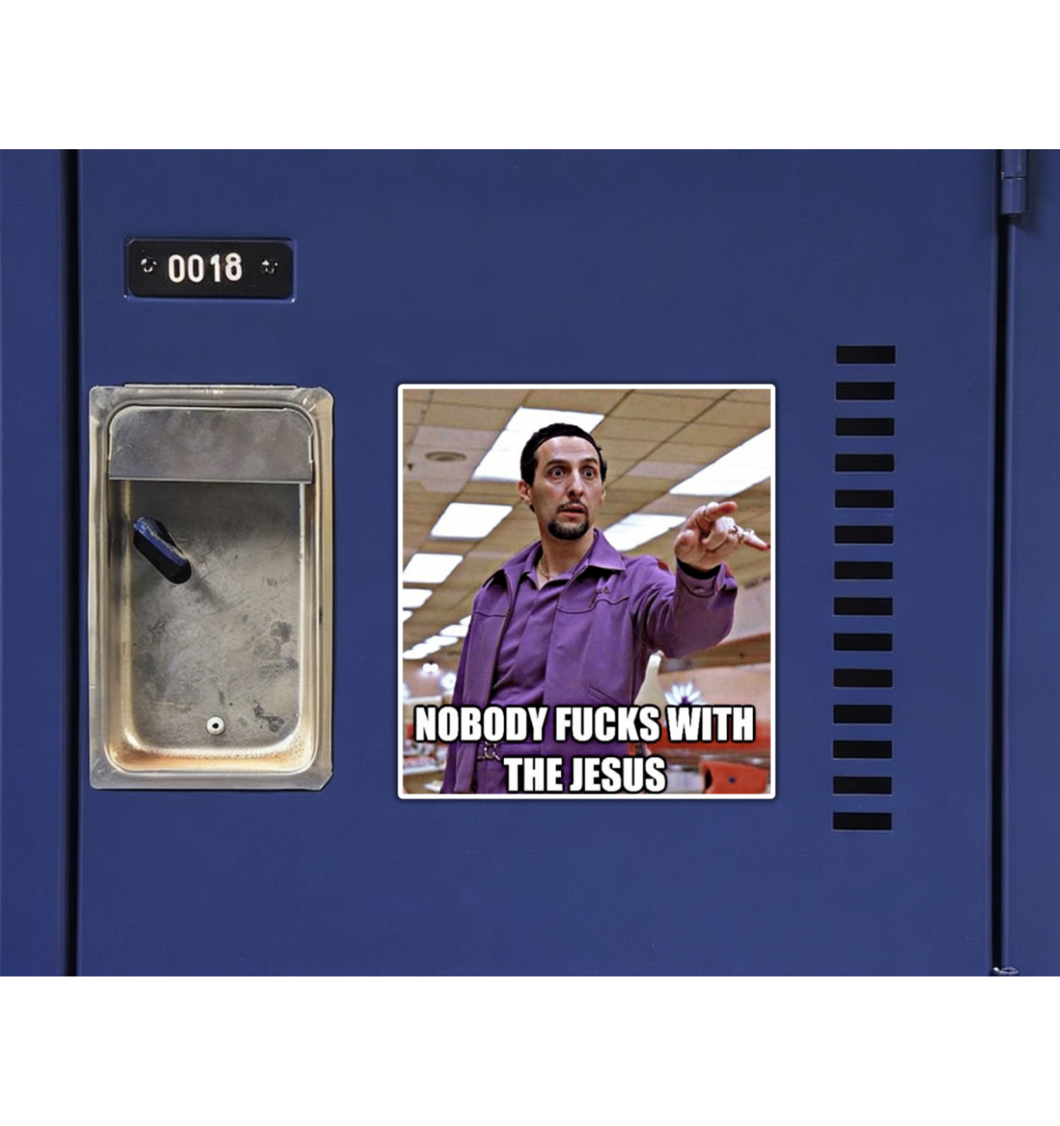 Big Lebowski Nobody F**ks with the Jesus Fridge Magnet or Laptop Sticker