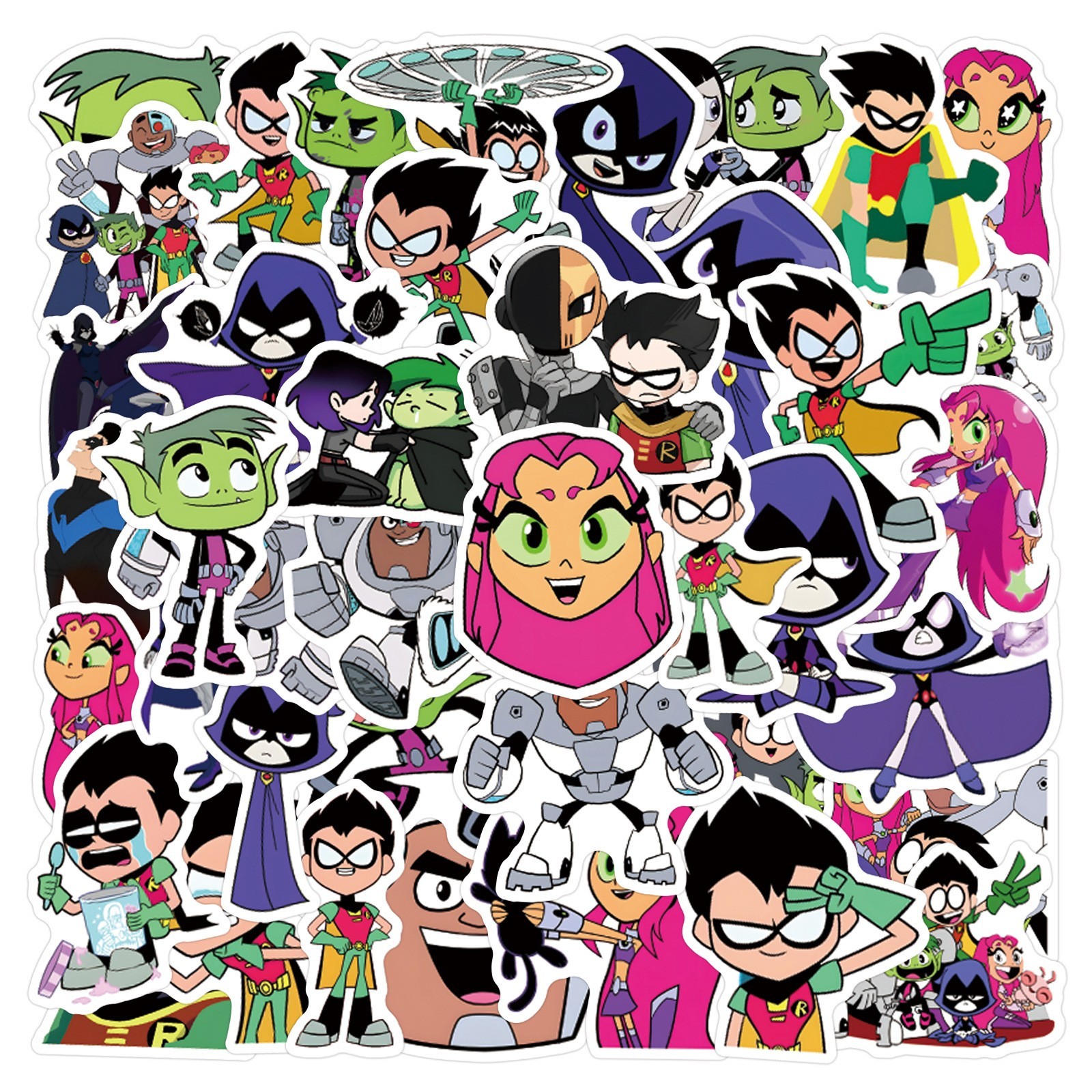 60PCS Teen Titans Stickers Waterproof PVC Vinyl Laptop Luggage Water Bottle Set