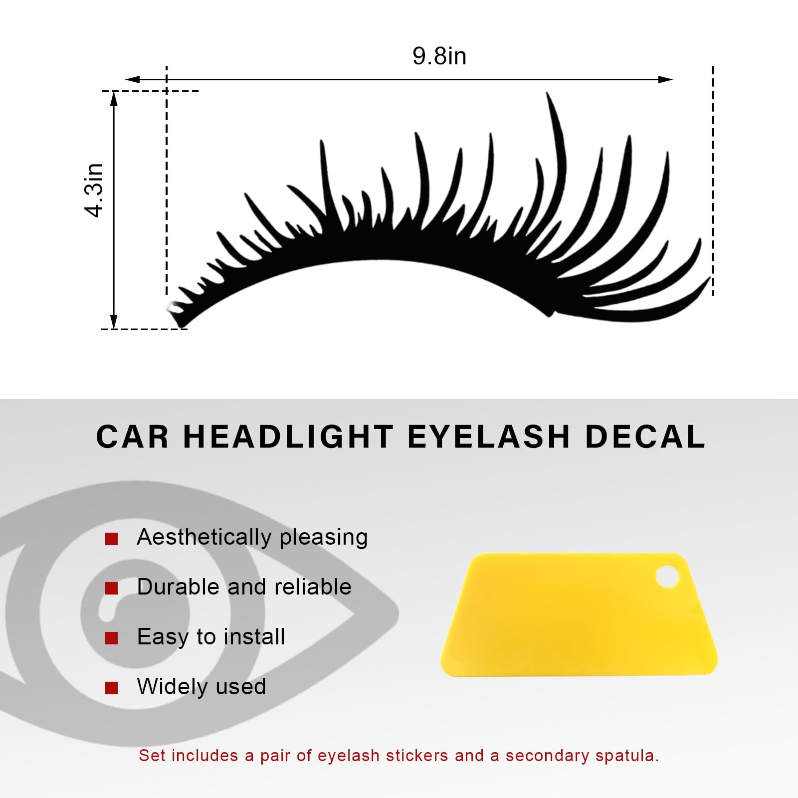 2 PCS Eyelash Decal for Car Headlight, Waterproof Funny Bumper Window Eyelashes