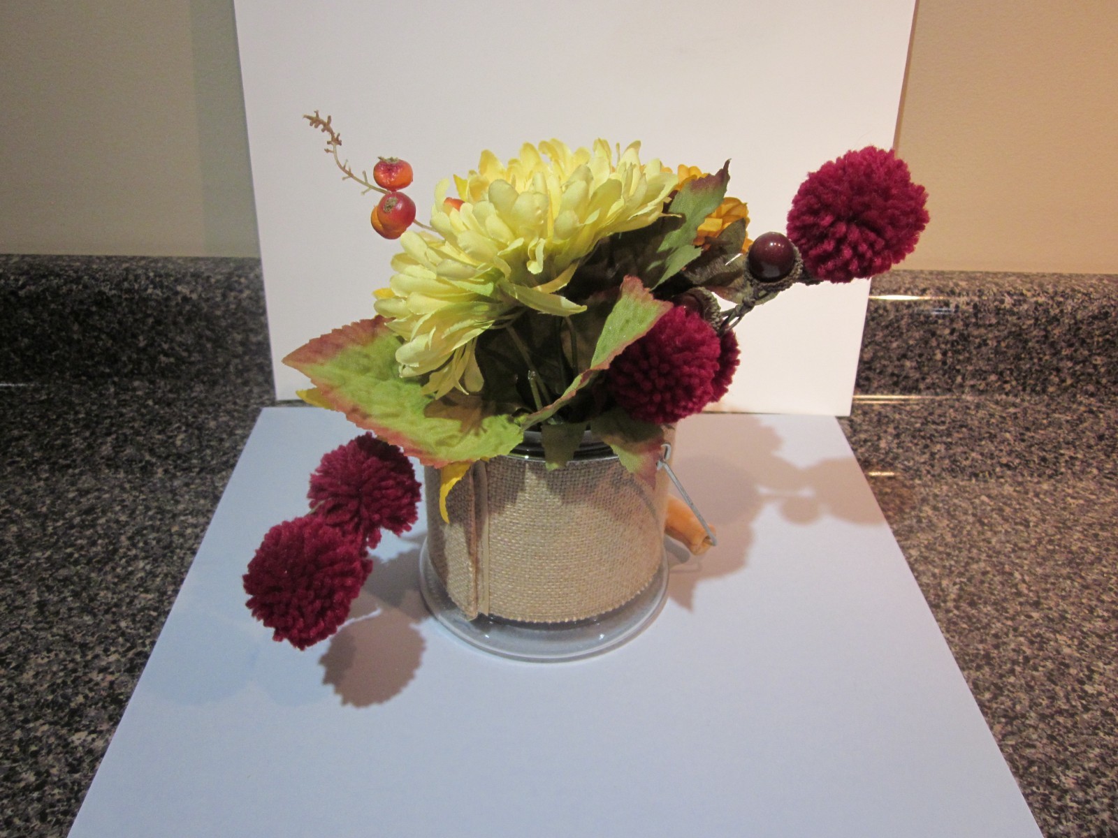 Home Decor Live Laugh Love Flowers in Glass Jar Pail Home Decor Free Ship