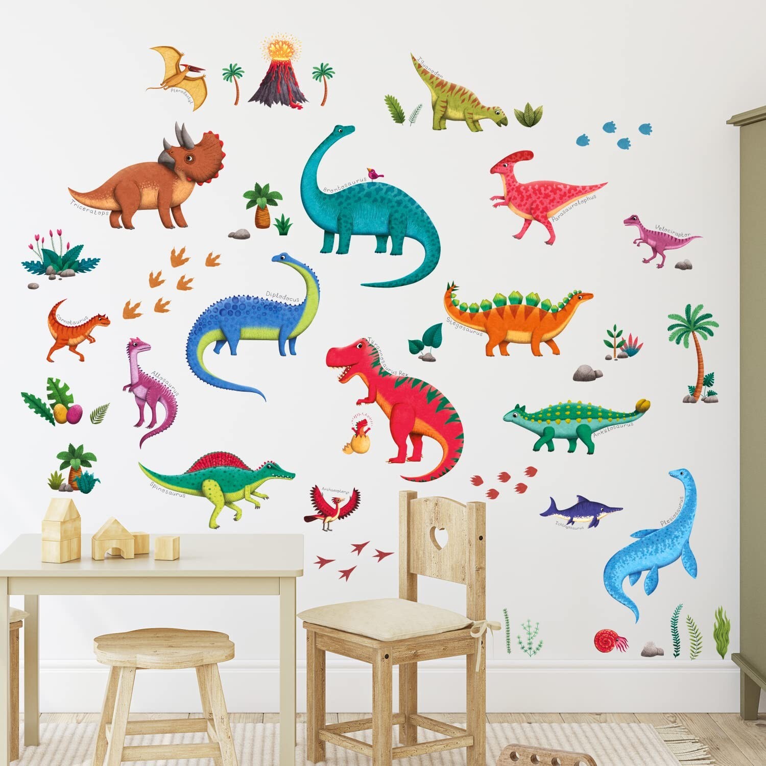 DECOWALL DS9-2115 Large Dinosaur Wall Decals Dino Stickers for Kids Boys Baby…