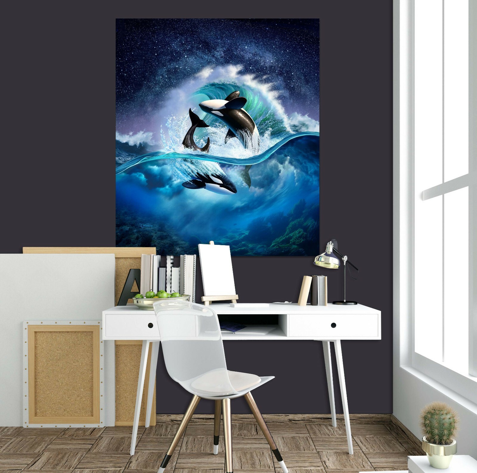 3D Killer Whale Play ZHU477 Wall Stickers Wall Murals Wallpaper Jerry LoFaro Amy