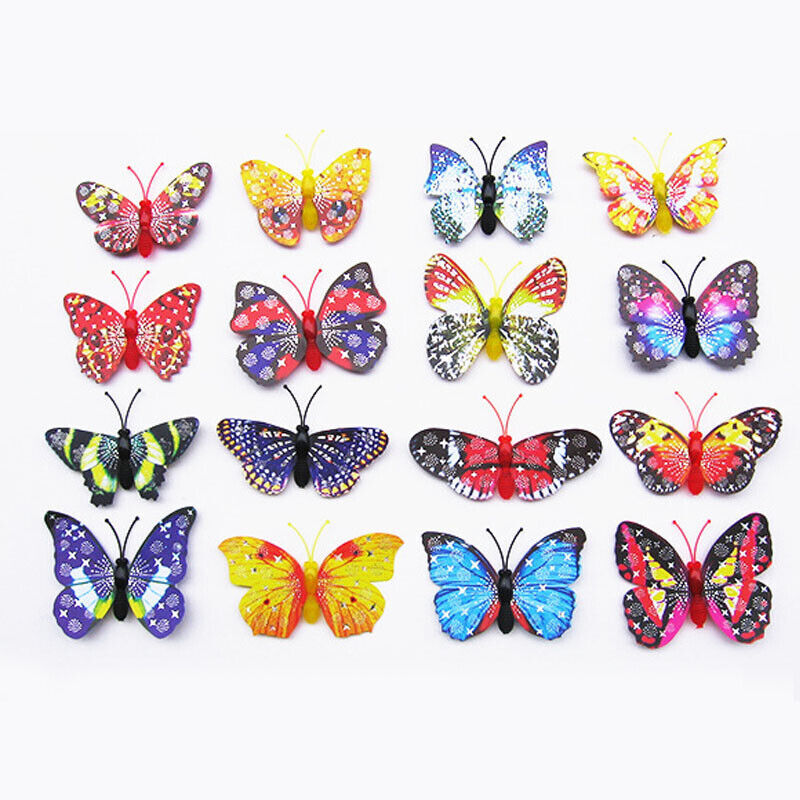 50 PCS Removable 3D Butterfly Reflective Wall Stickers Decals DIY 5 cm Art Decor