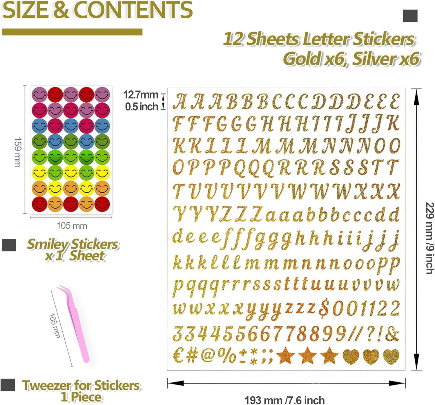 2500 PCS Mini Letter Stickers Small, Cursive Font 1/2 Half Inch (0.5 in)