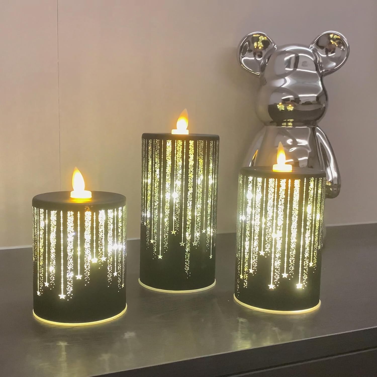Led Candles Flickering Flameless Battery Small, Medium, Large, Black