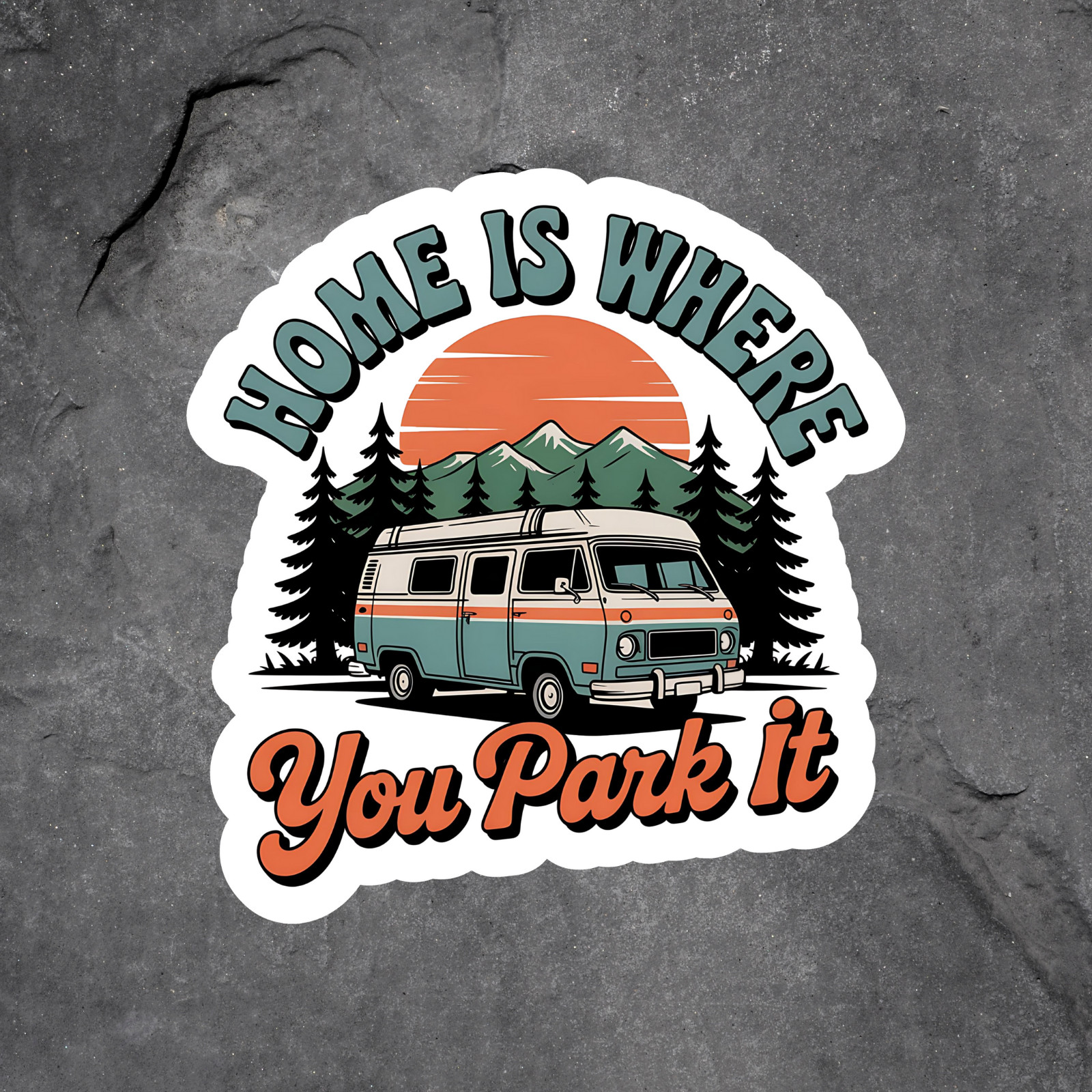 Camping van sticker vinyl decal retro camper home is where you park it