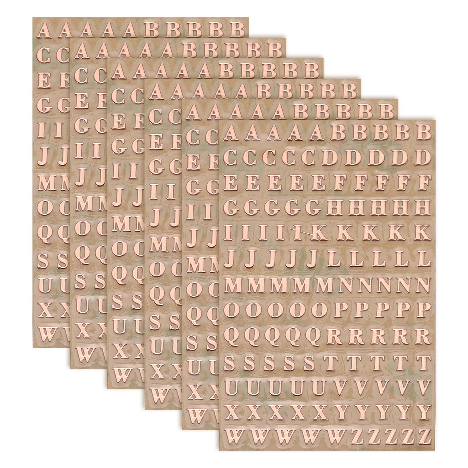 6Sheets Letter Stickers 0.12"Letter Alphabet Stickers(Rose Gold,Uppercase)
