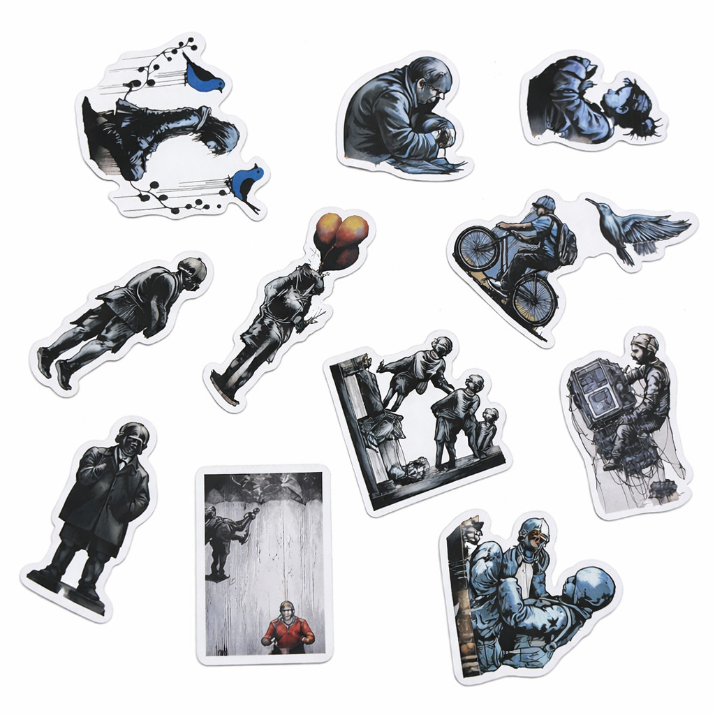 Street Art Banksy Style Stickers Set Waterproof Vinyl Decals for Laptop Car