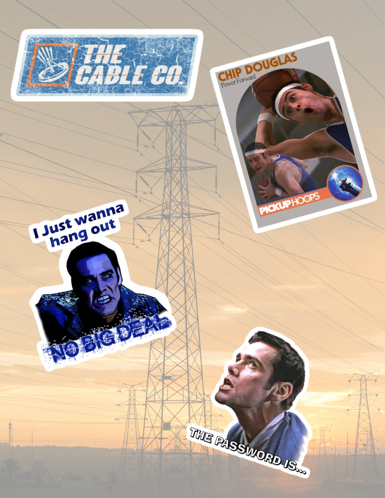Cable Guy 90's Movie 4pc Stickers Pack