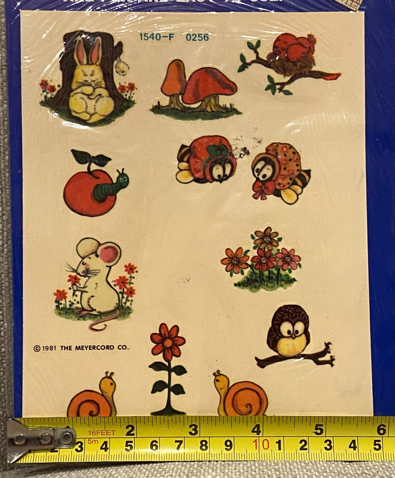 Vtg 1981 Meyercord Decal Art Decals Woodland Mouse Snail Bee Owl Mushroom Floral