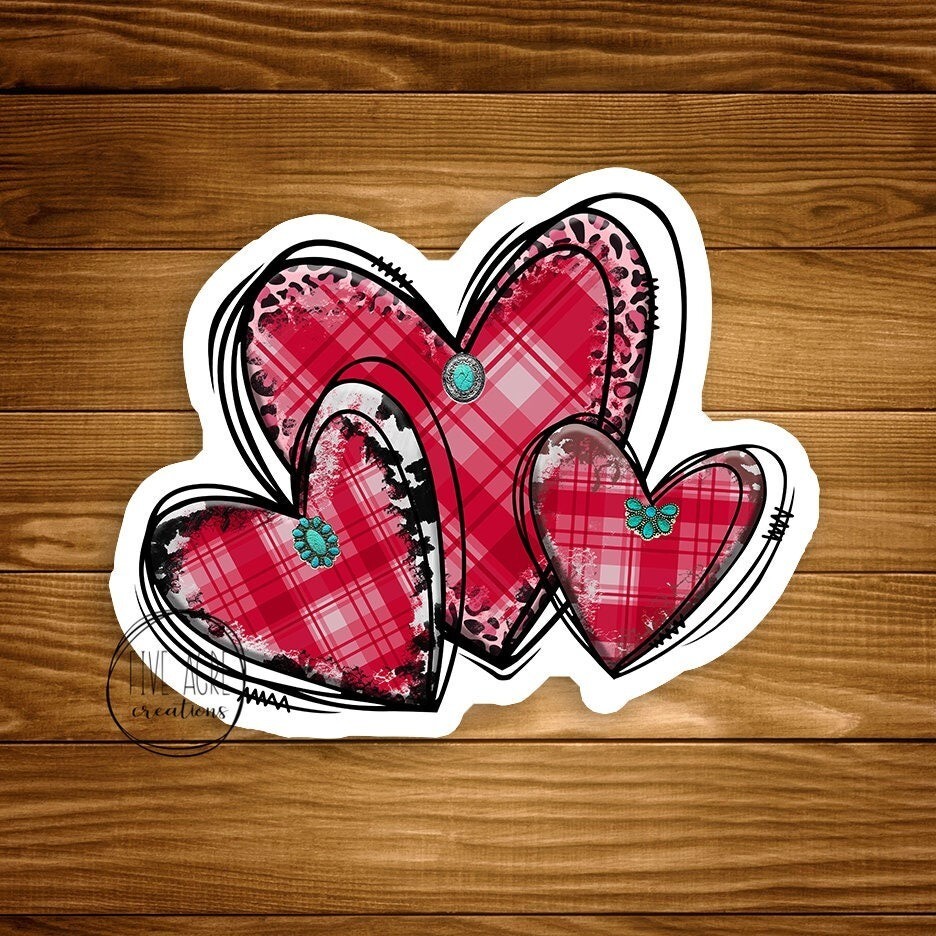 Heart Sticker | Cute Car Decal | Laptop Sticker | Plaid Hearts
