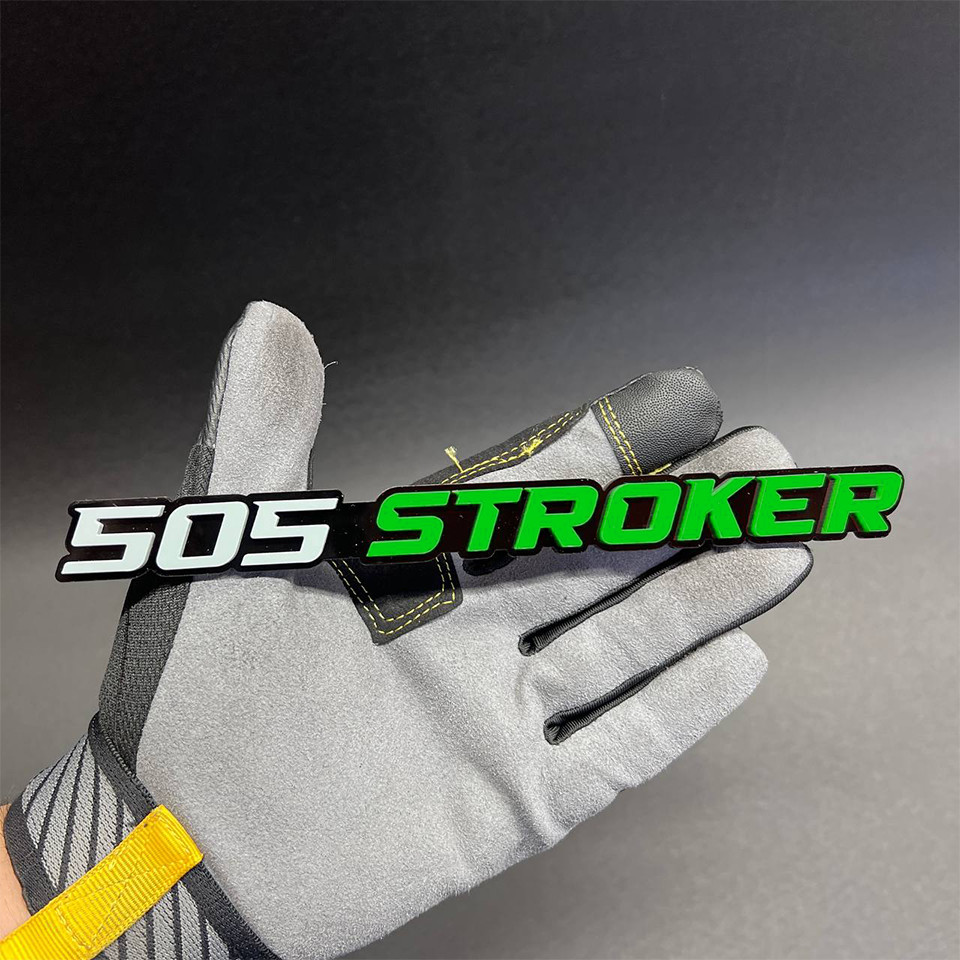 1X 505 stroker Custom 3D Car Fender Emblem Acrylic Badge Gray / GREEN / black