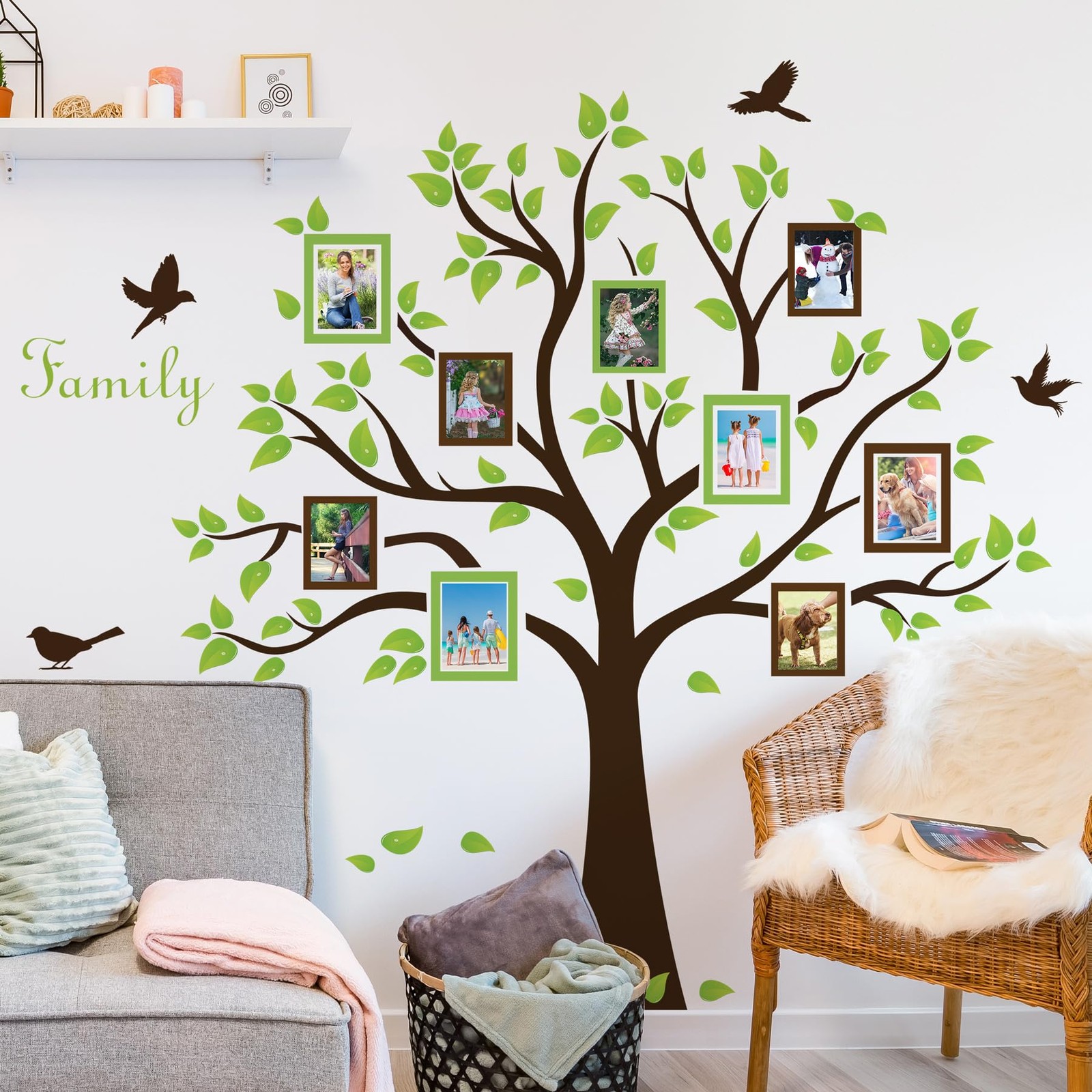 Large Family Tree Wall Decor – Picture Frame Collage Wall Stickers Decor Fami…