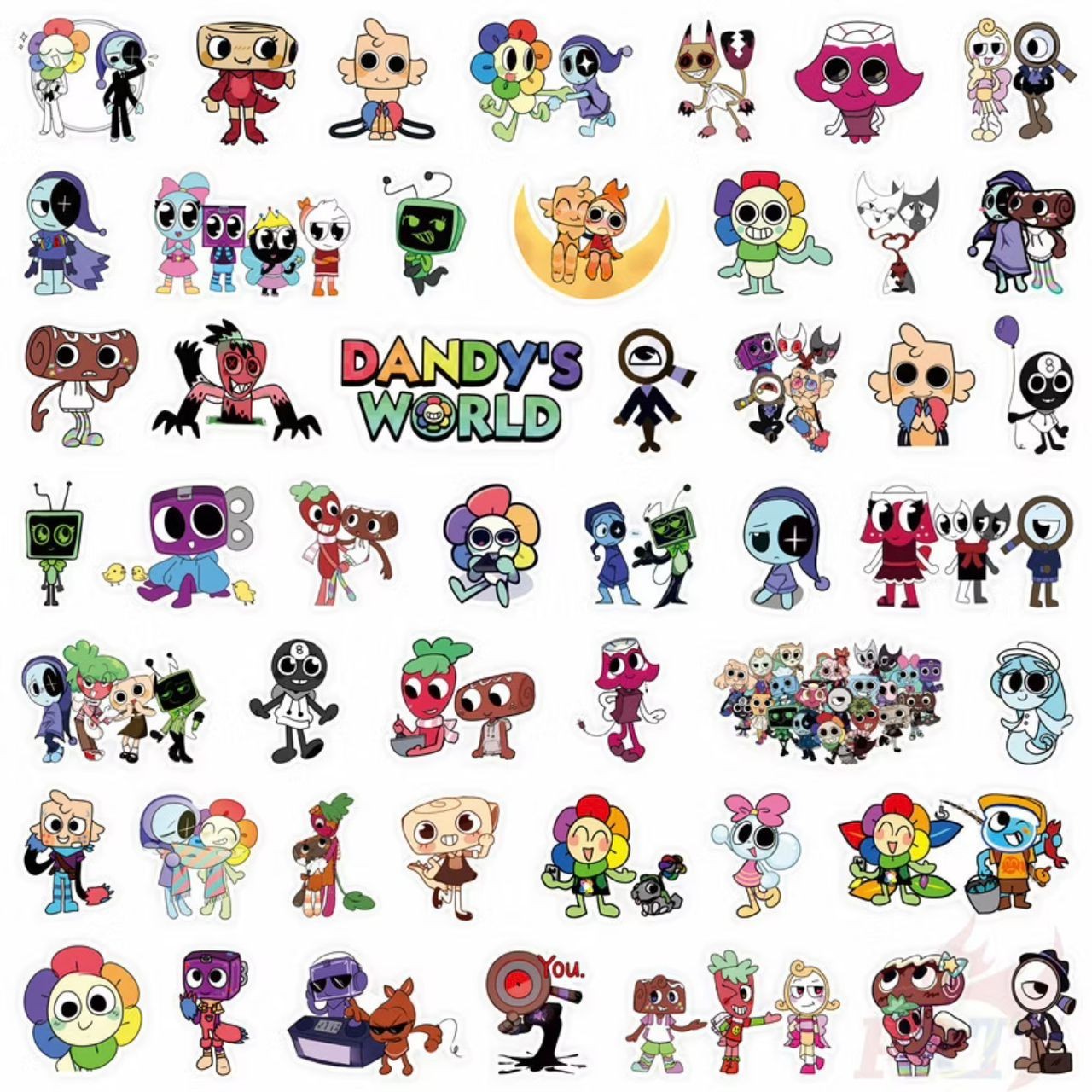 100PCS Dandy's World Cartoon Character Stickers DIY Fashion Doodle Decals Laptop