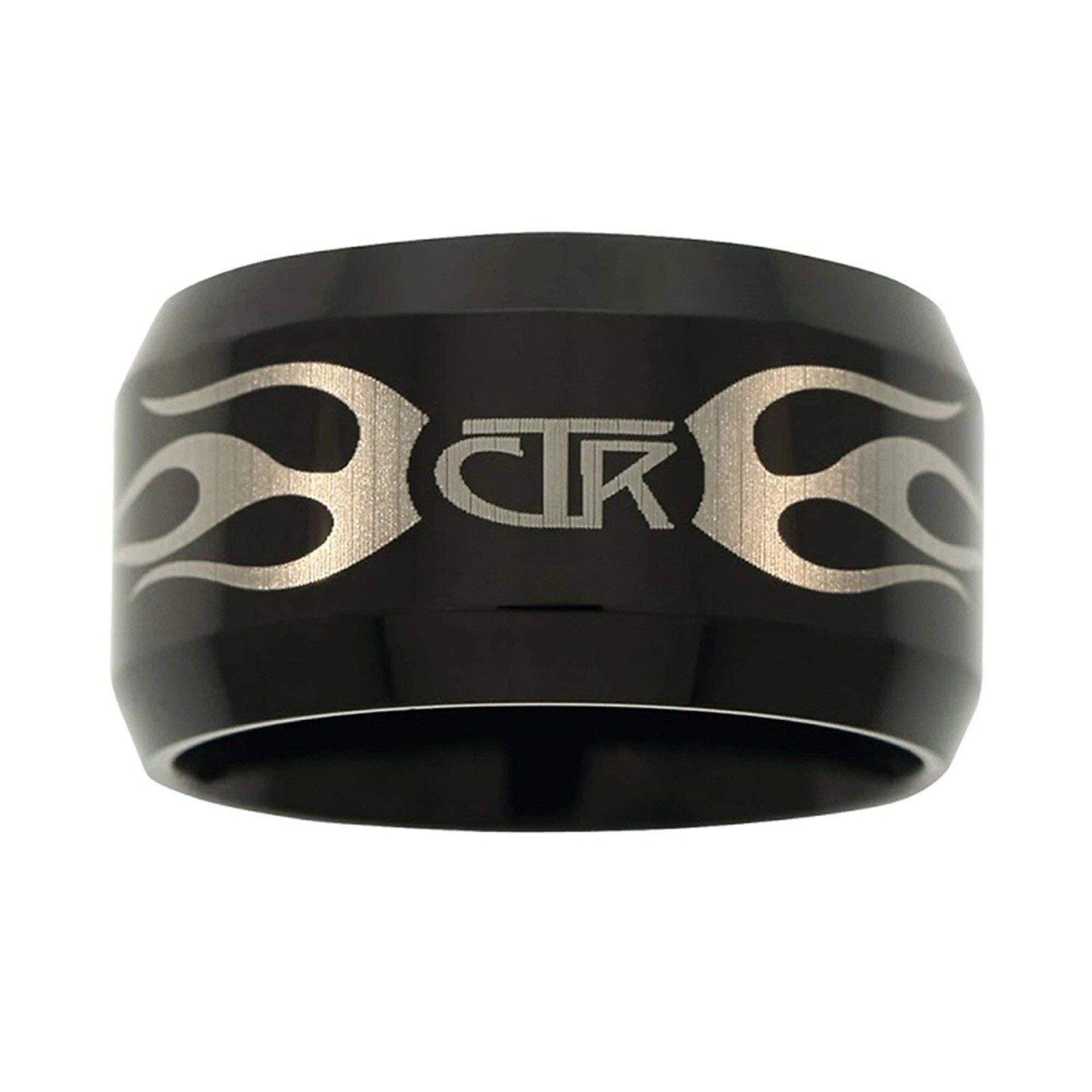 J129 Size 13 IGNITOR Flames Black Titanium Ion Carbide Ring Mormon One Moment In