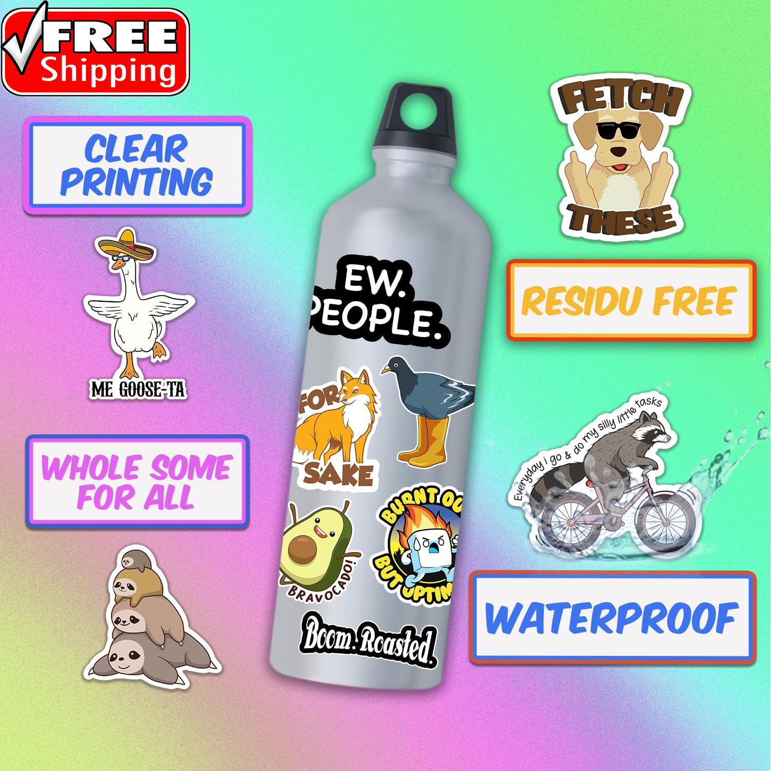 400 Pcs Funny Stickers for Adults Dirty Humor, Water Bottles Waterproof Cool Sti